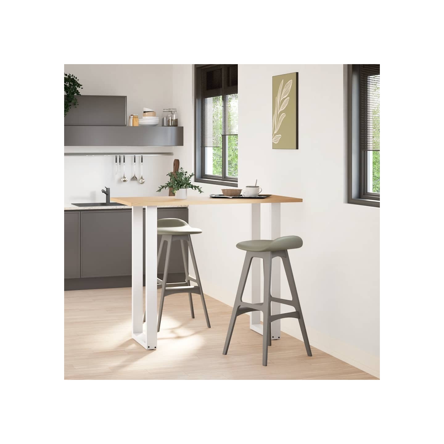 Pieds de table de bar en U 2 pièces blanc 40x(110-111) cm acier