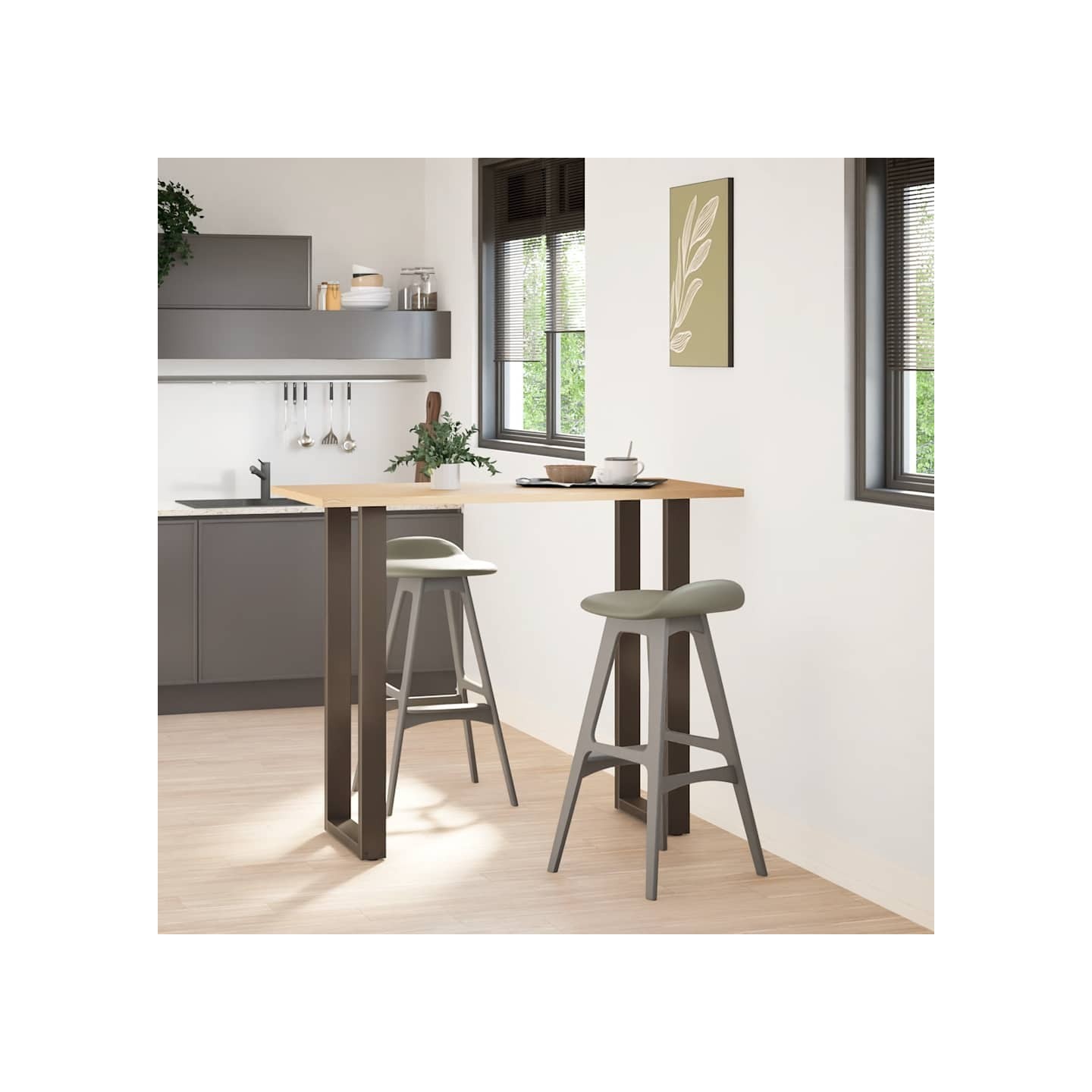 Pieds de table de bar forme de U 2 pcs naturel 50x(110-111)cm