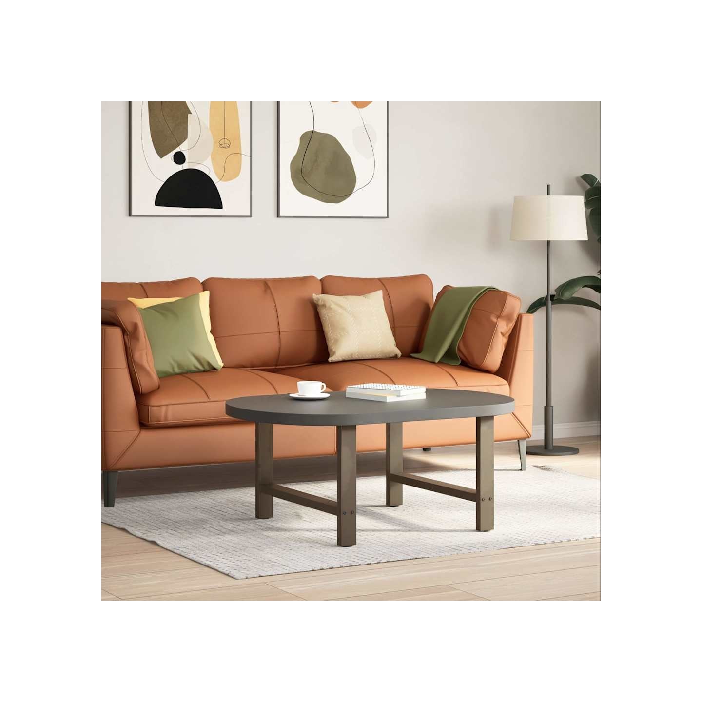 Pieds de table basse en acier naturel, 2 pièces, 70 x (42-43) cm