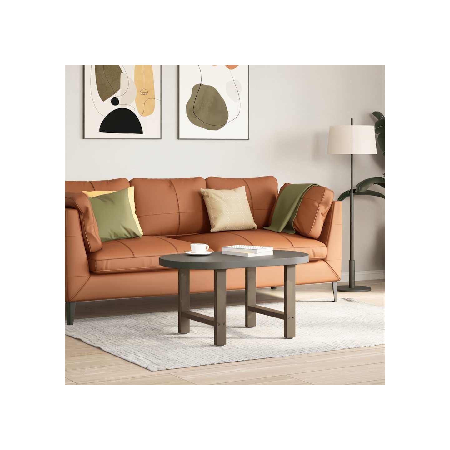 Pieds de table basse en acier naturel 2 pièces 60 x (42-43) cm Acier