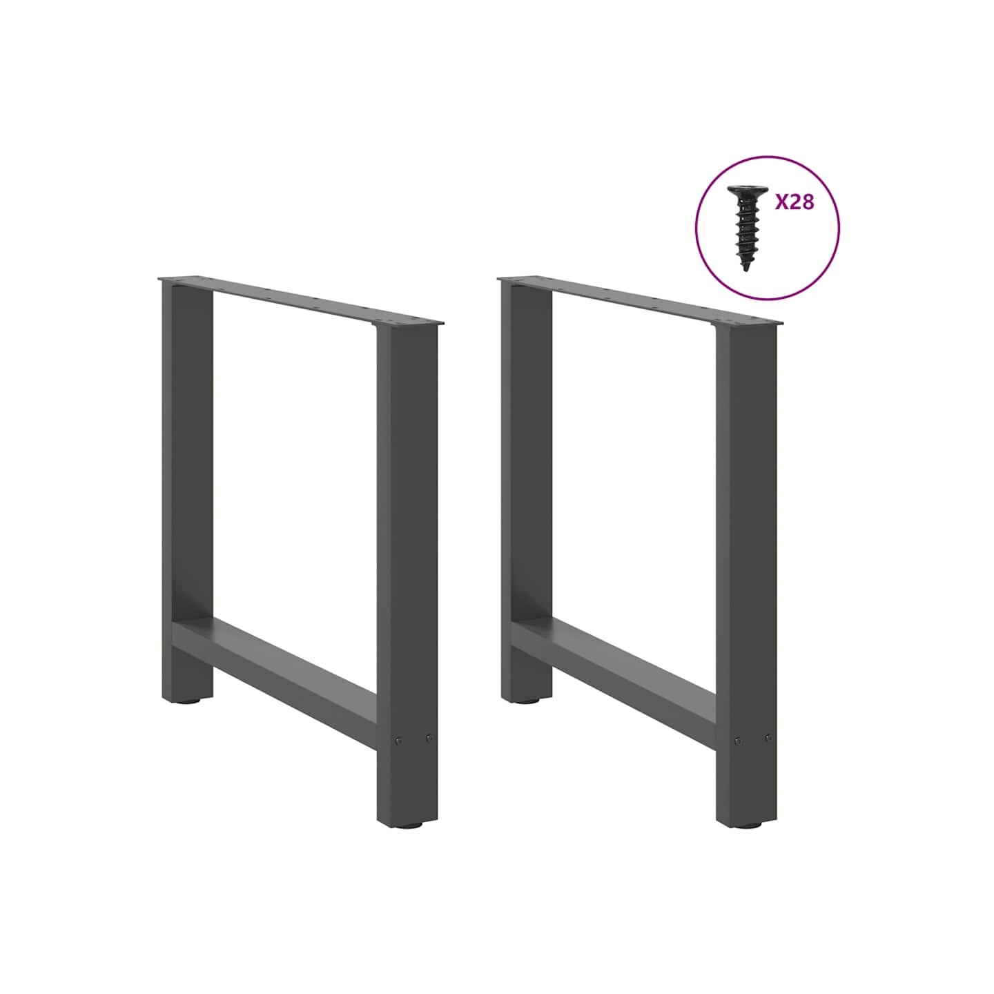 Pieds de table à manger Anthracite 2 pièces 70 x (72-73) cm Acier
