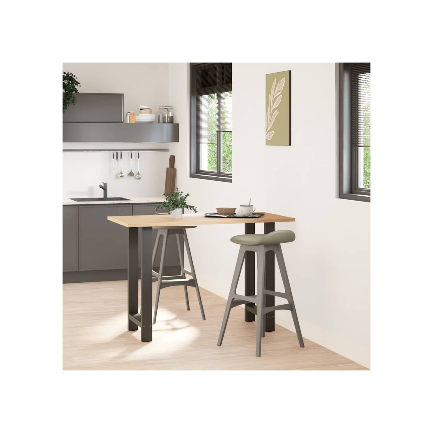 Pieds de table de bar Anthracite 2 pièces 50 x (90-91) cm Acier