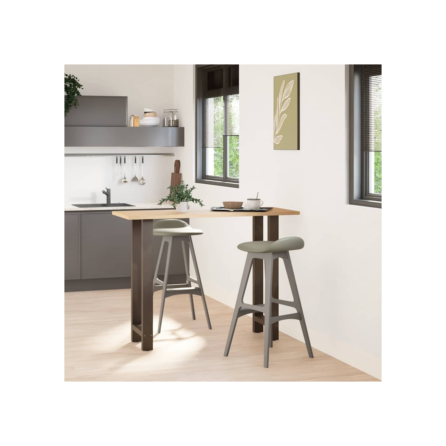 Pieds de table de bar en acier naturel, 2 pièces, 40 x (100-101) cm