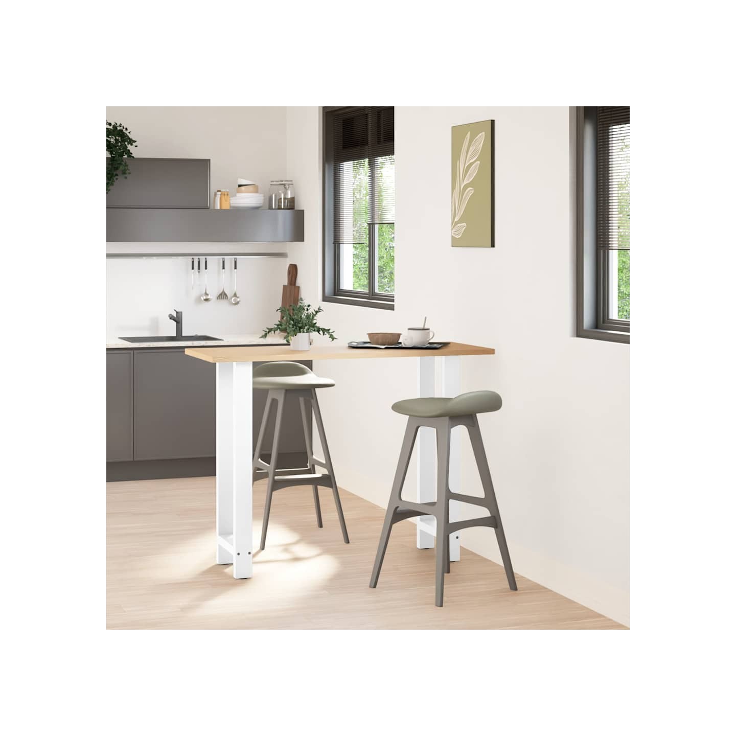 Pieds de table de bar Blanc 2 pièces 50 x (100-101) cm Acier