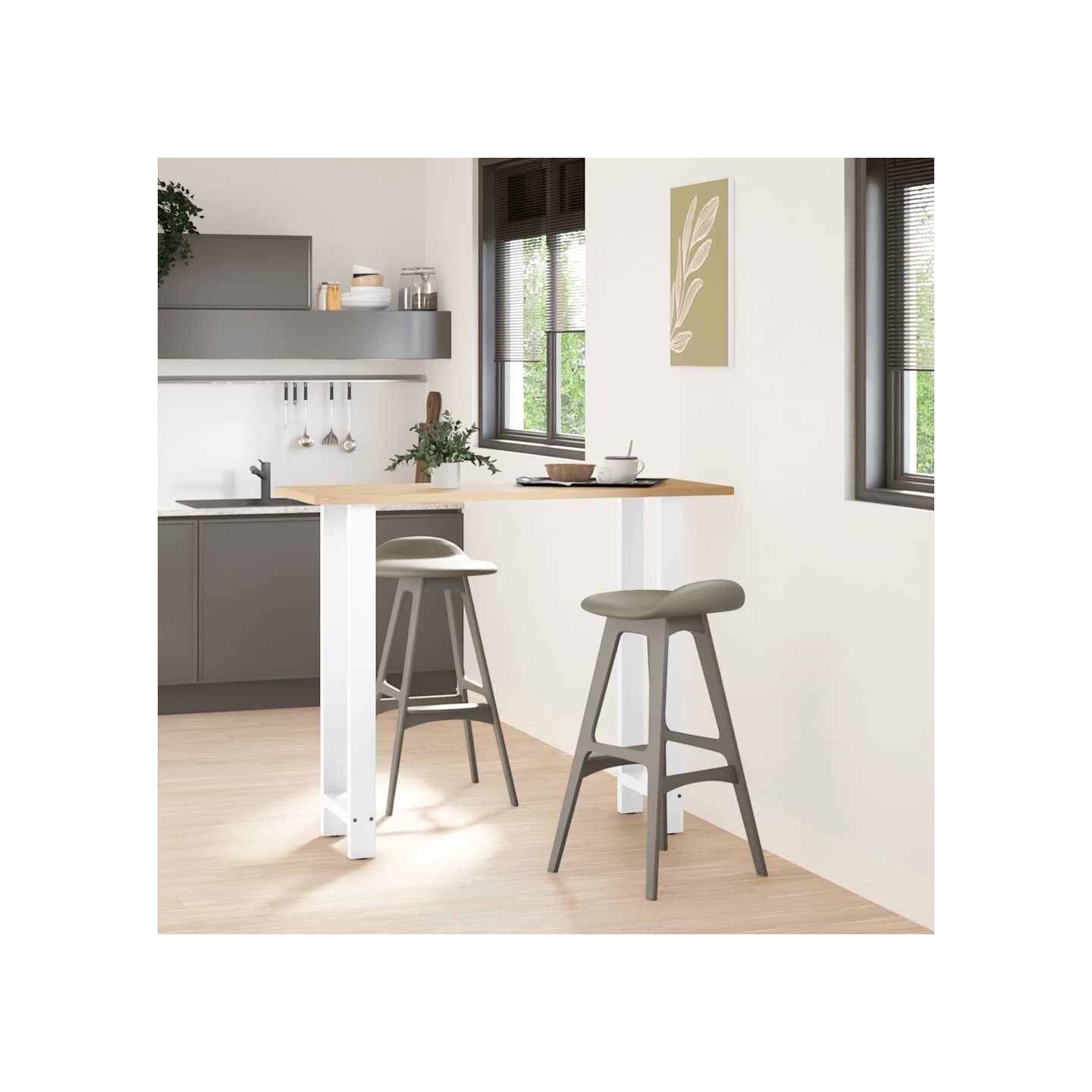 Pieds de table de bar Blanc 2 pièces 40 x (110-111) cm Acier