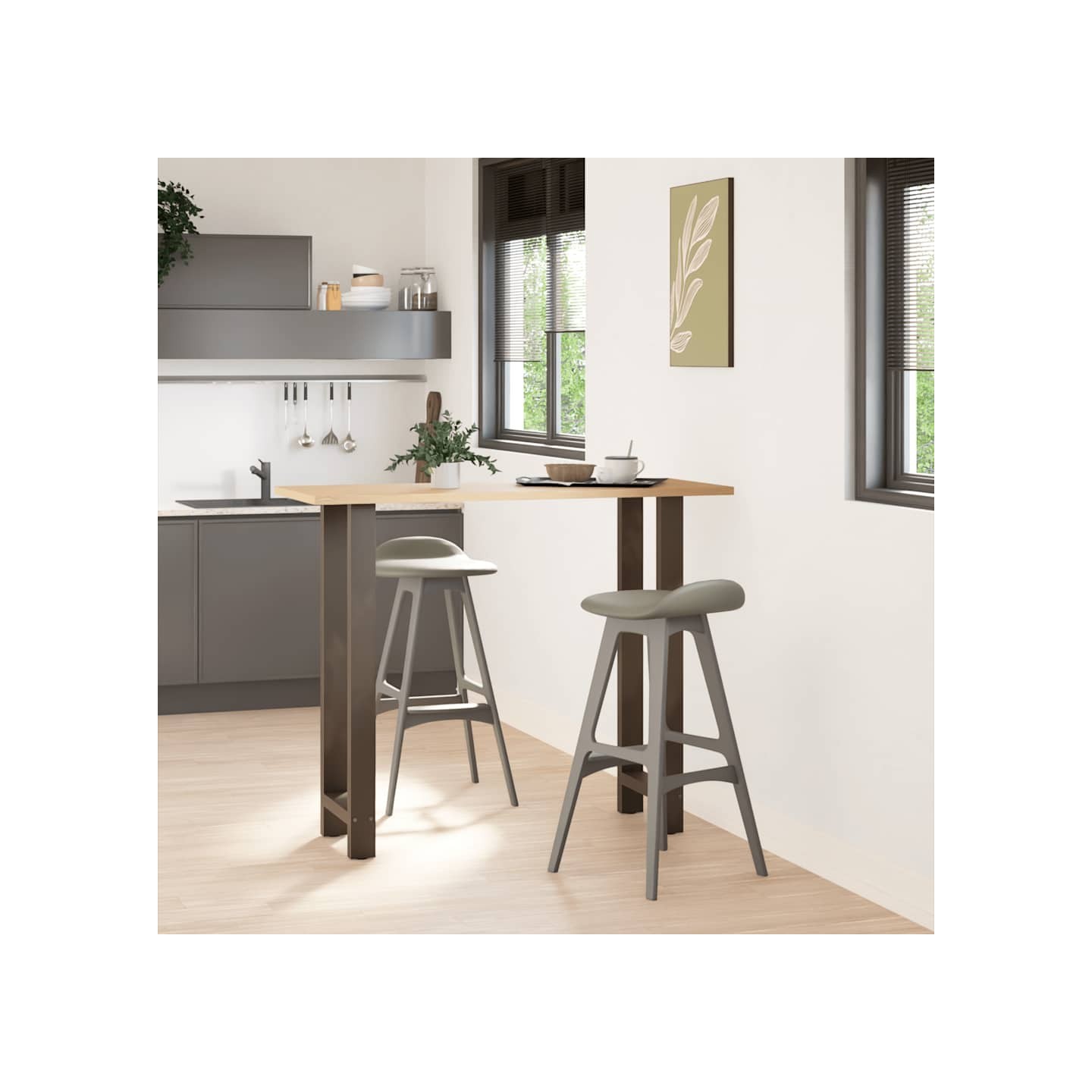 Pieds de table de bar en acier naturel, 2 pièces, 50 x (110-111) cm
