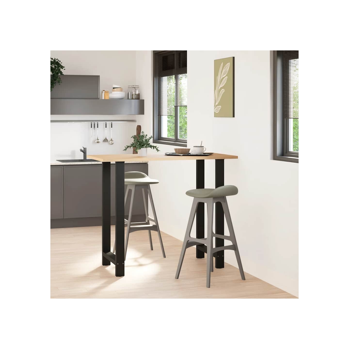 Pieds de table de bar Noir 2 pièces 60 x (110-111) cm Acier