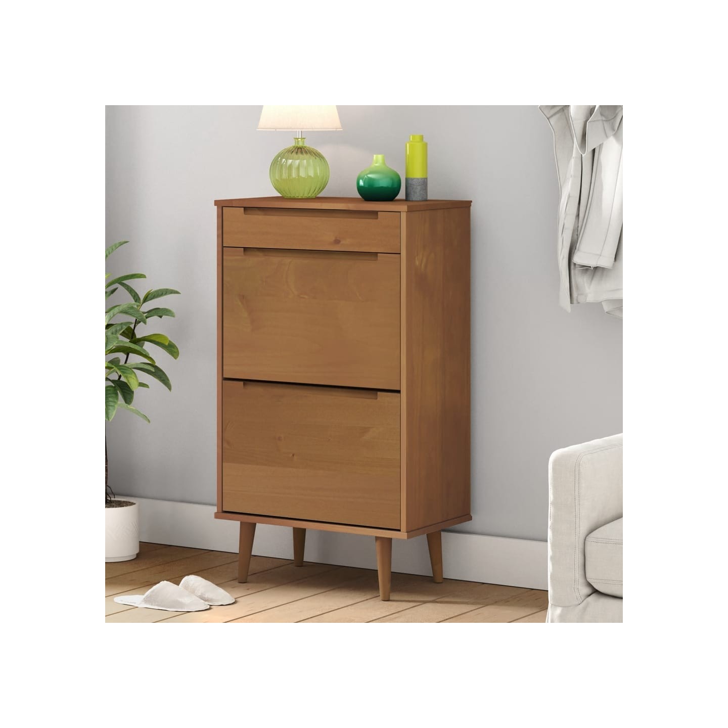 Armoire à chaussures MOLDE Marron 59,5x35x103 cm Bois de pin