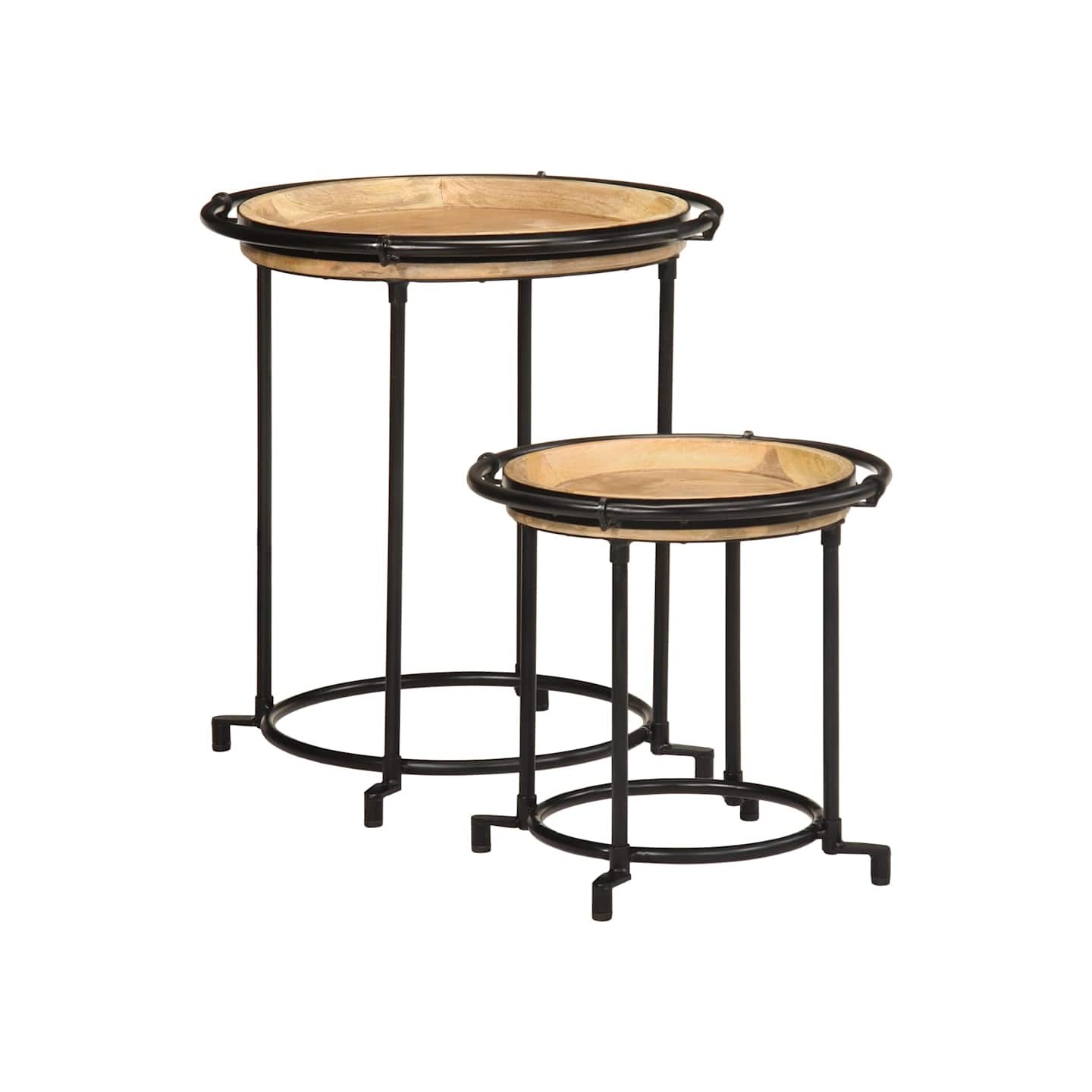 Ensemble de table d'appoint 2 pcs bois massif de manguier