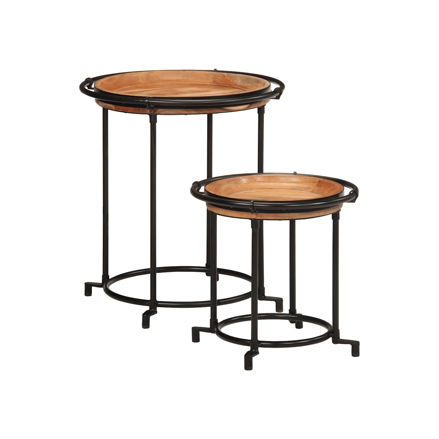 Ensemble de table d'appoint 2 pcs bois massif d'acacia