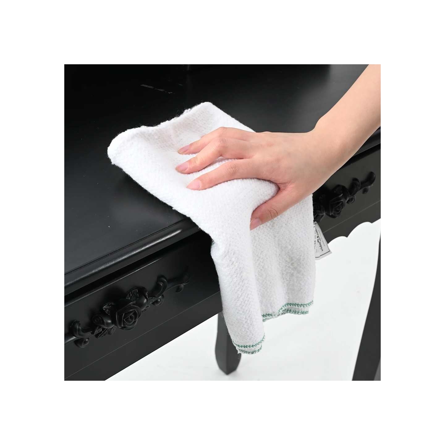Chiffon de nettoyage 50 pcs blanc et des rayures vertes 50x60cm