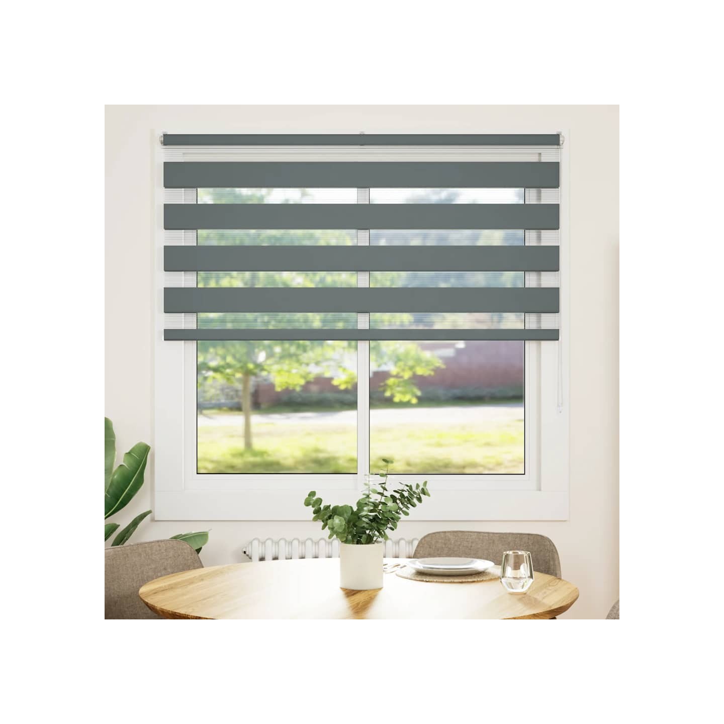 Store zèbre gris foncé largeur du tissu 135,9 cm polyester