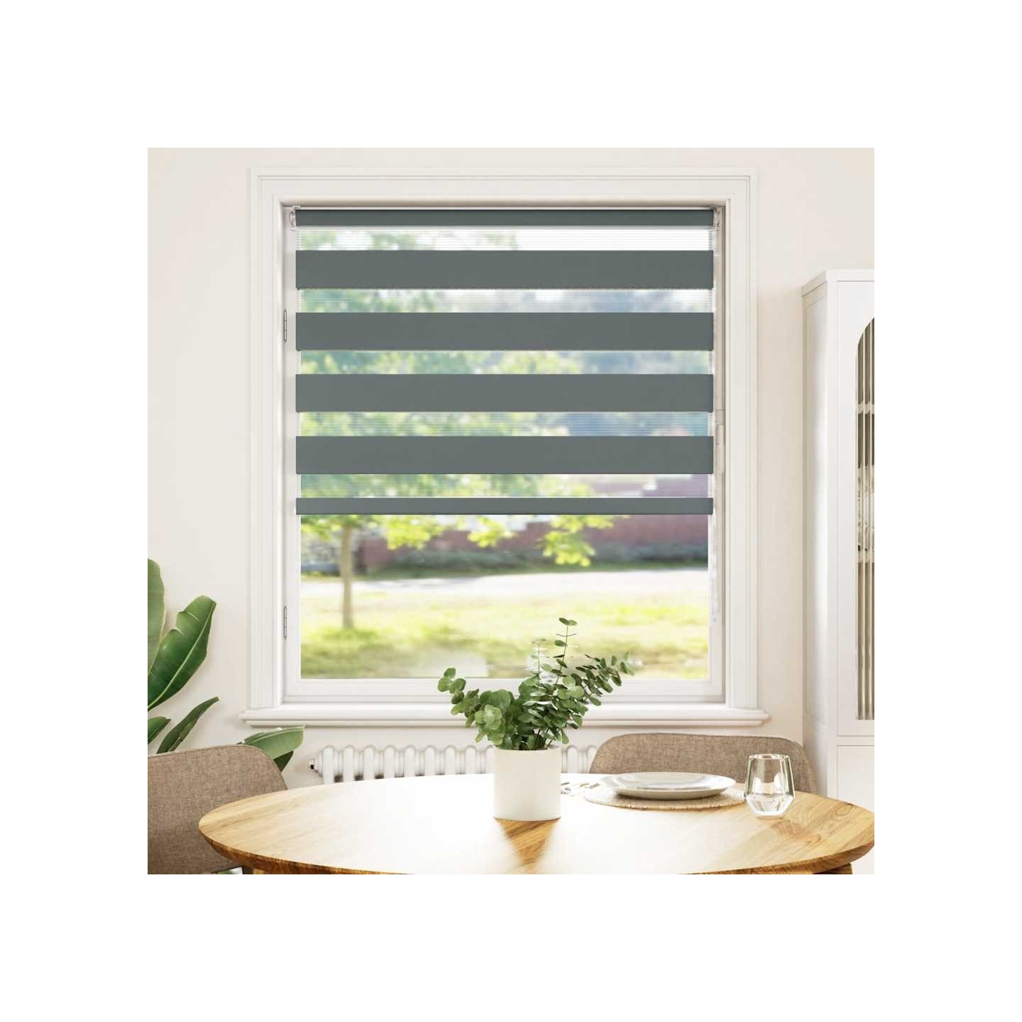 Store zèbre gris foncé largeur du tissu 90,9 cm polyester
