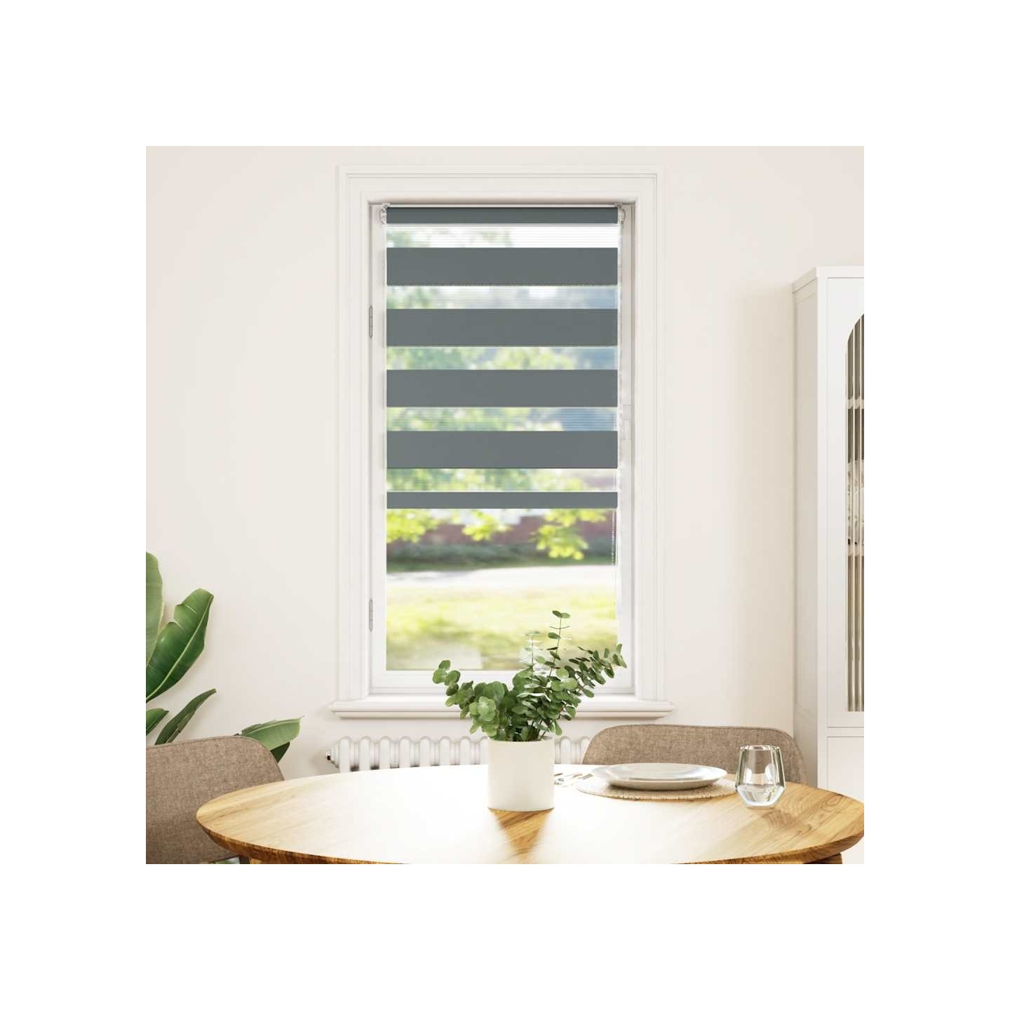 Store zèbre gris foncé largeur du tissu 55,9 cm polyester