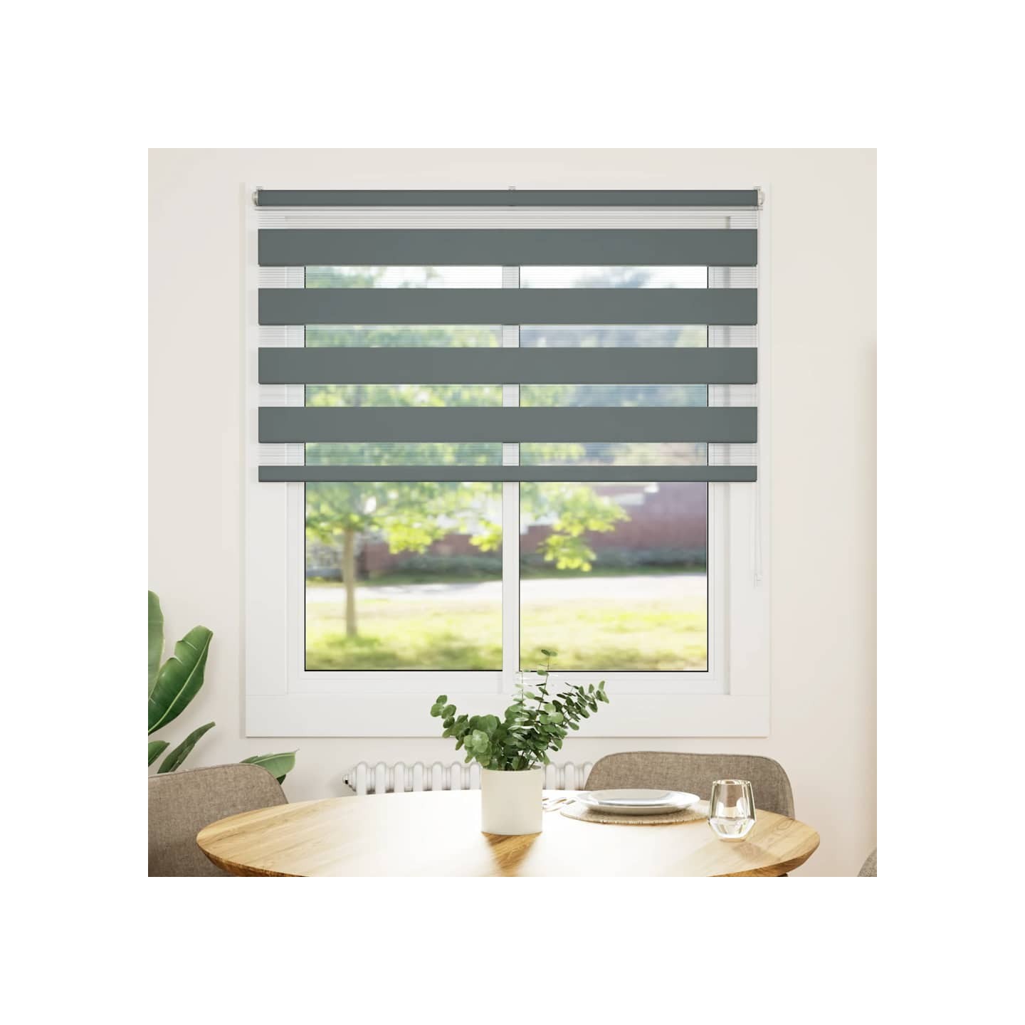 Store zèbre gris foncé largeur du tissu 120,9 cm polyester