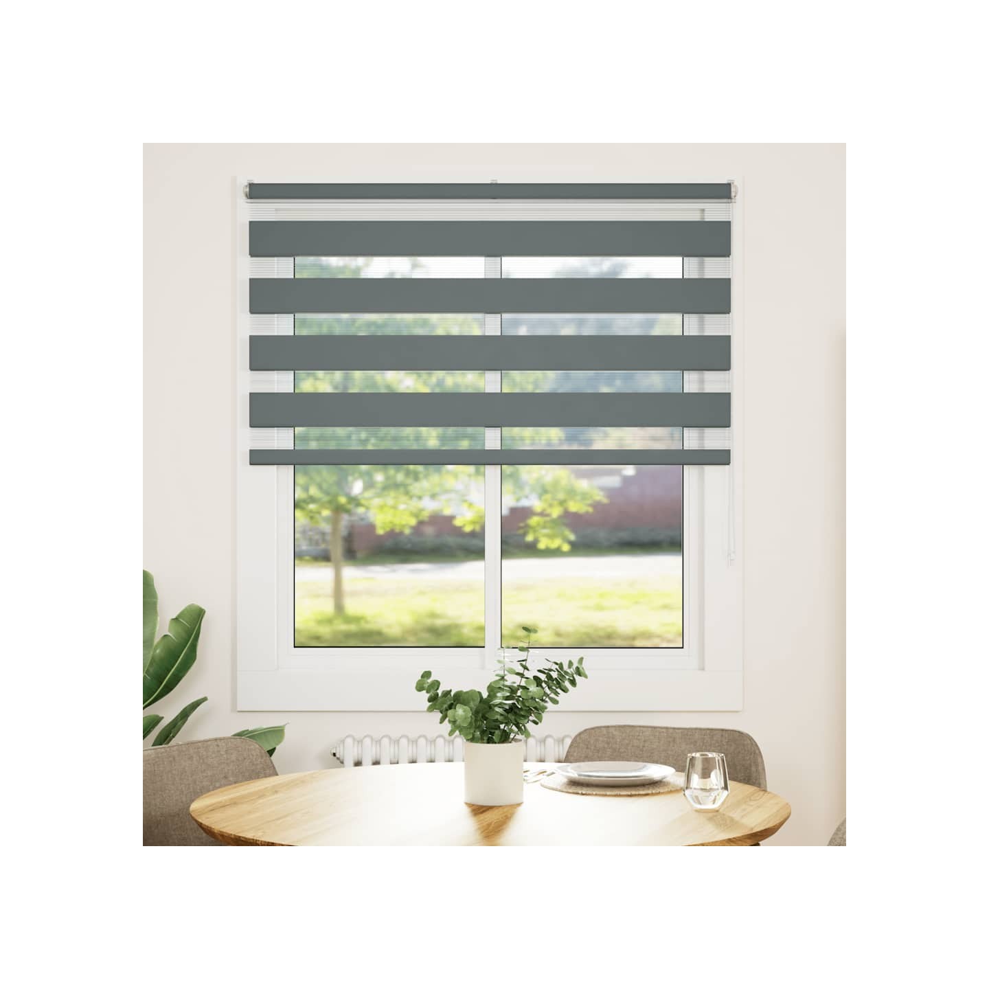 Store zèbre gris foncé largeur du tissu 125,9 cm polyester