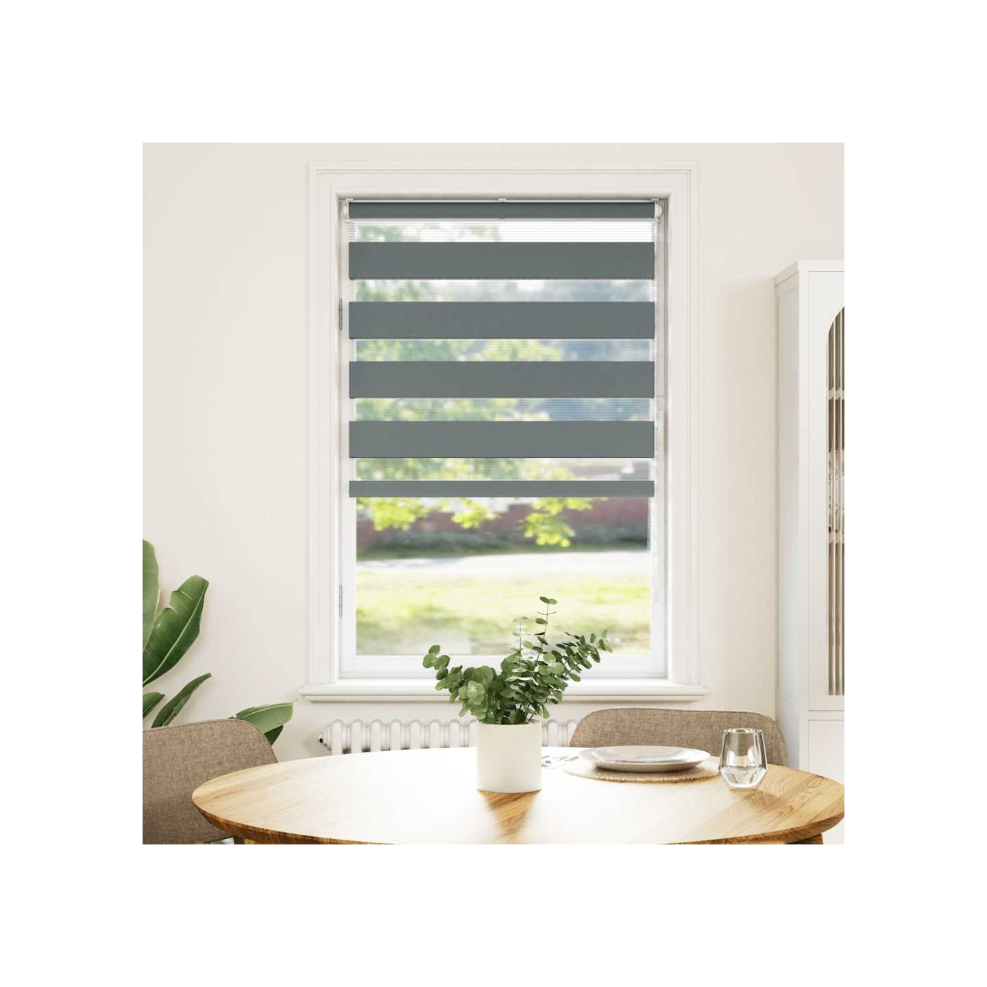 Store zèbre gris foncé largeur du tissu 85,9 cm polyester