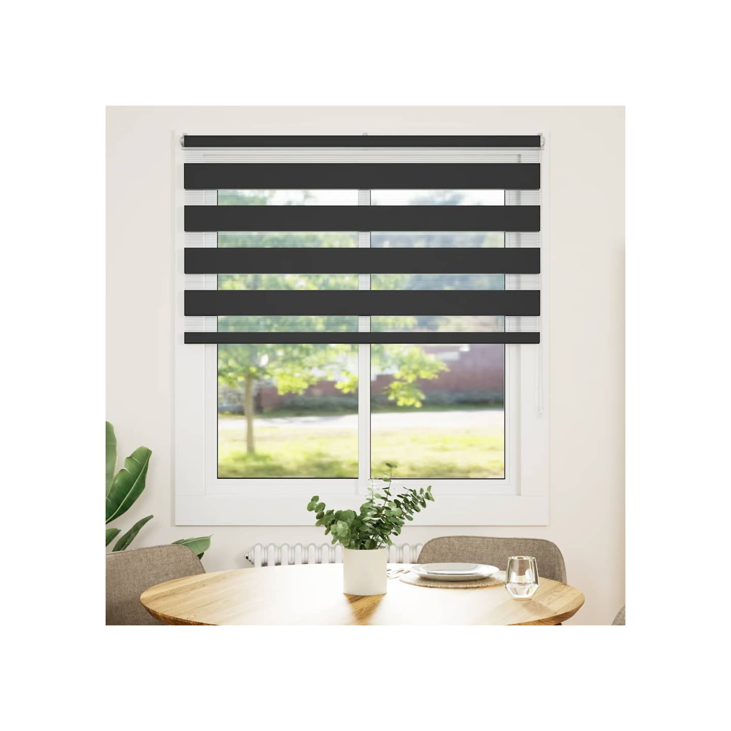 Store zèbre noir 135x100 cm largeur du tissu 130,9 cm polyester