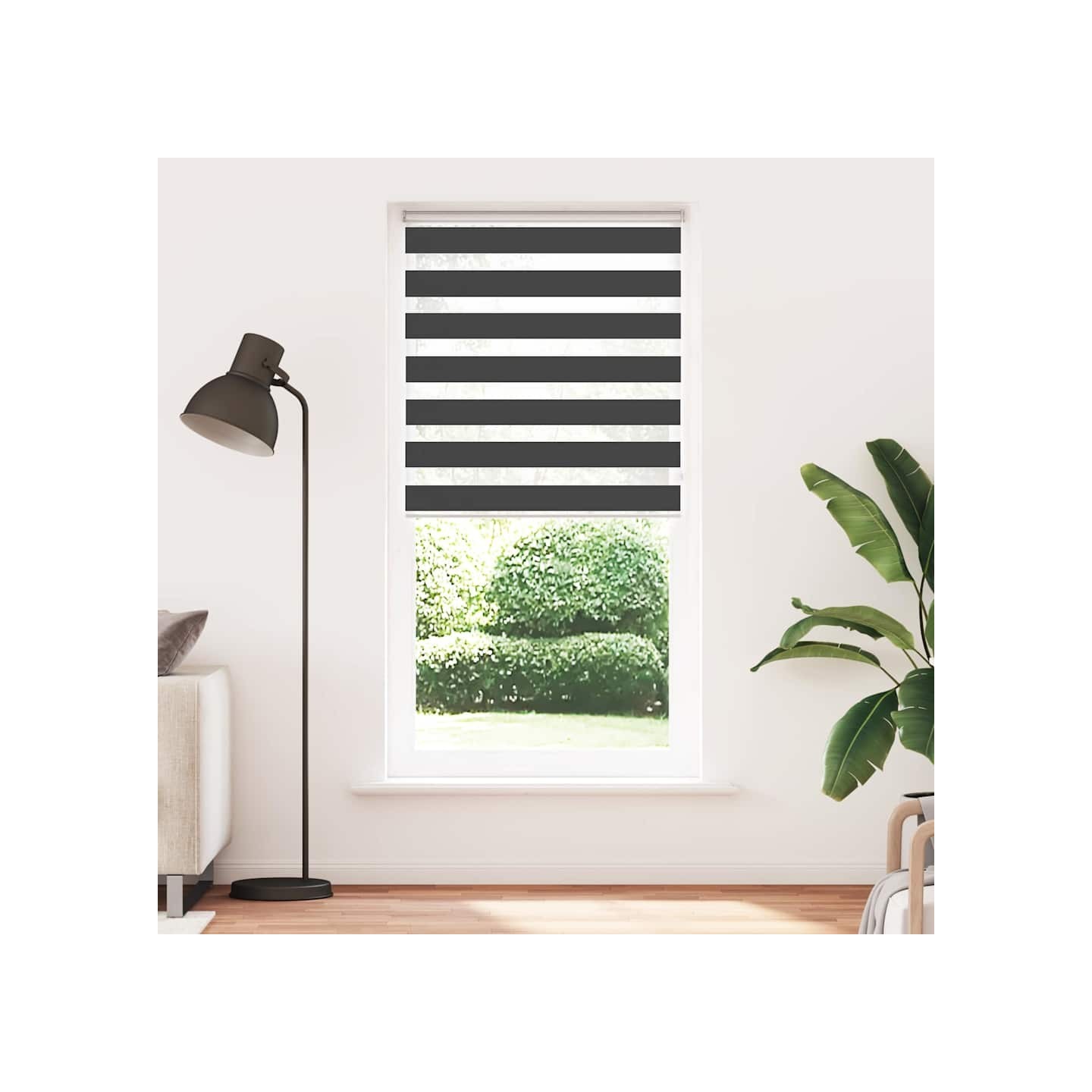 Store zèbre noir 95x200 cm largeur du tissu 90,9 cm polyester