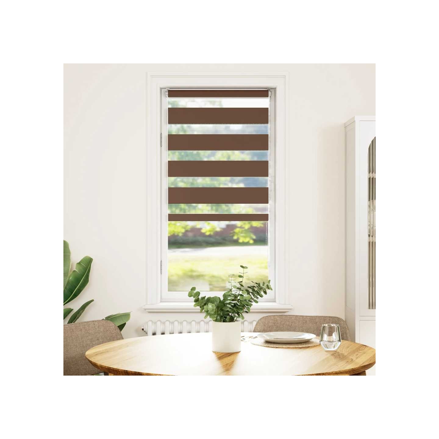 Store zèbre marron 60x150 cm largeur du tissu 55,9 cm polyester