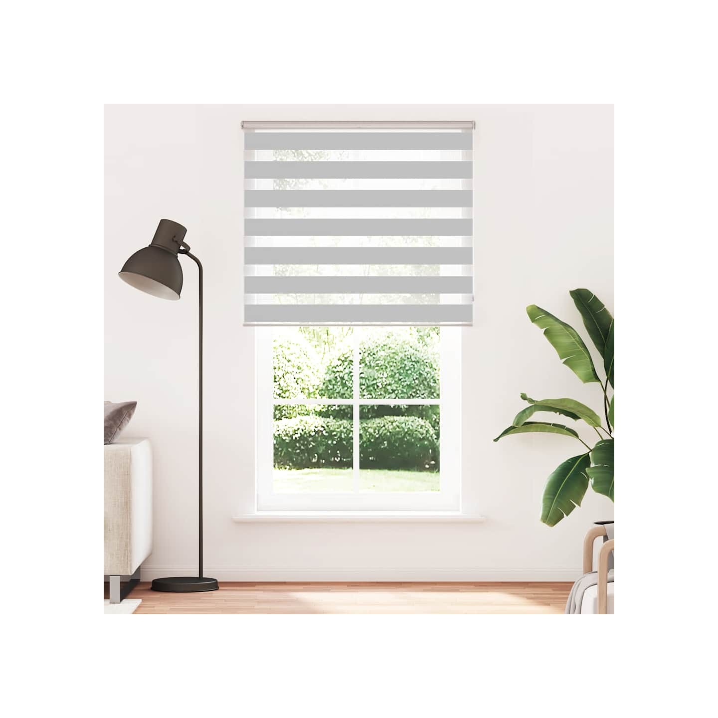 Store zèbre gris clair largeur du tissu 115,9 cm polyester