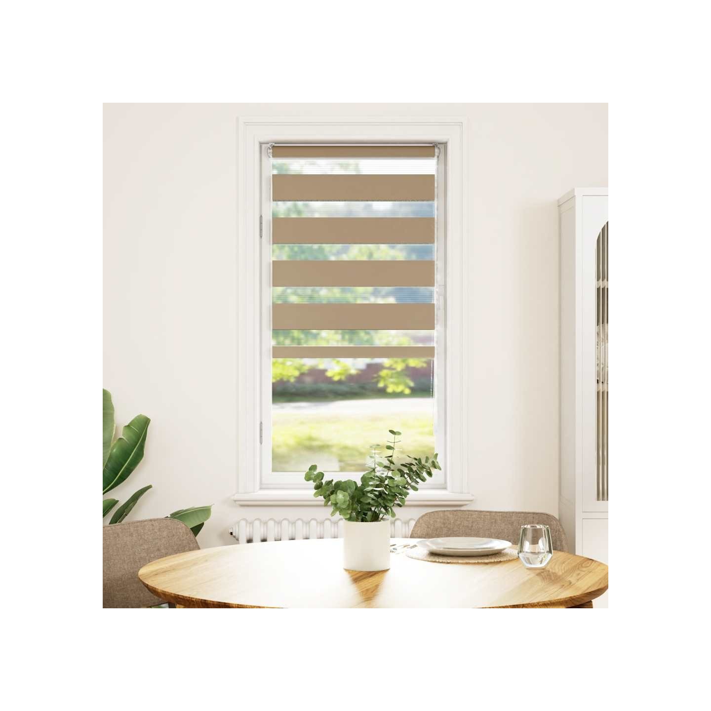 Store zèbre marron sable largeur du tissu 55,9 cm polyester
