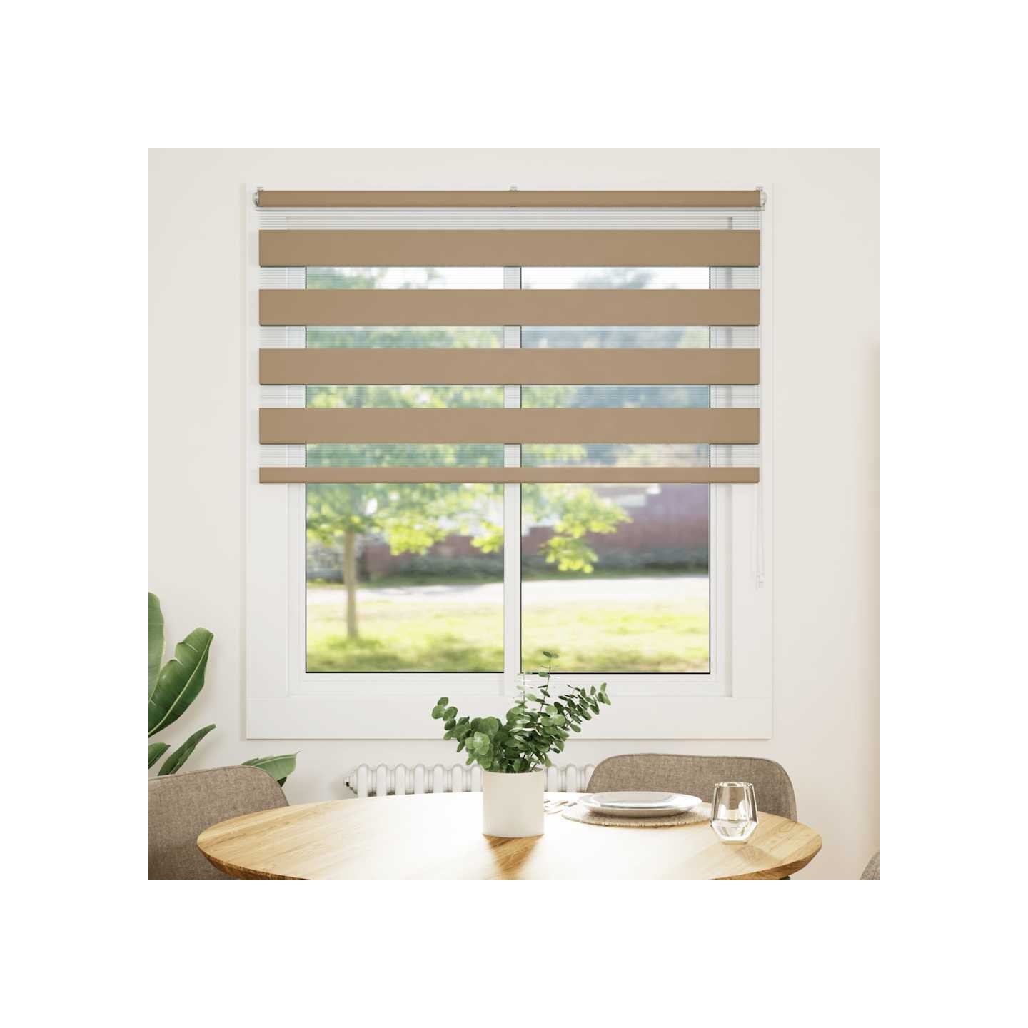 Store zèbre marron sable largeur du tissu 115,9 cm polyester