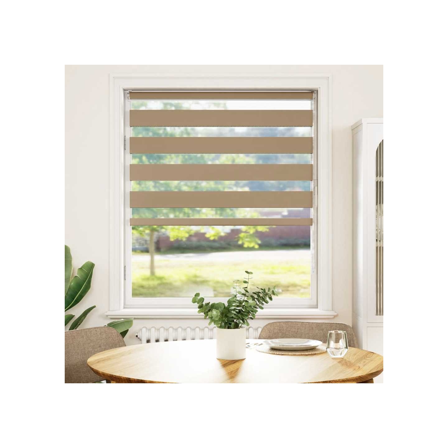 Store zèbre marron sable largeur du tissu 105,9 cm polyester