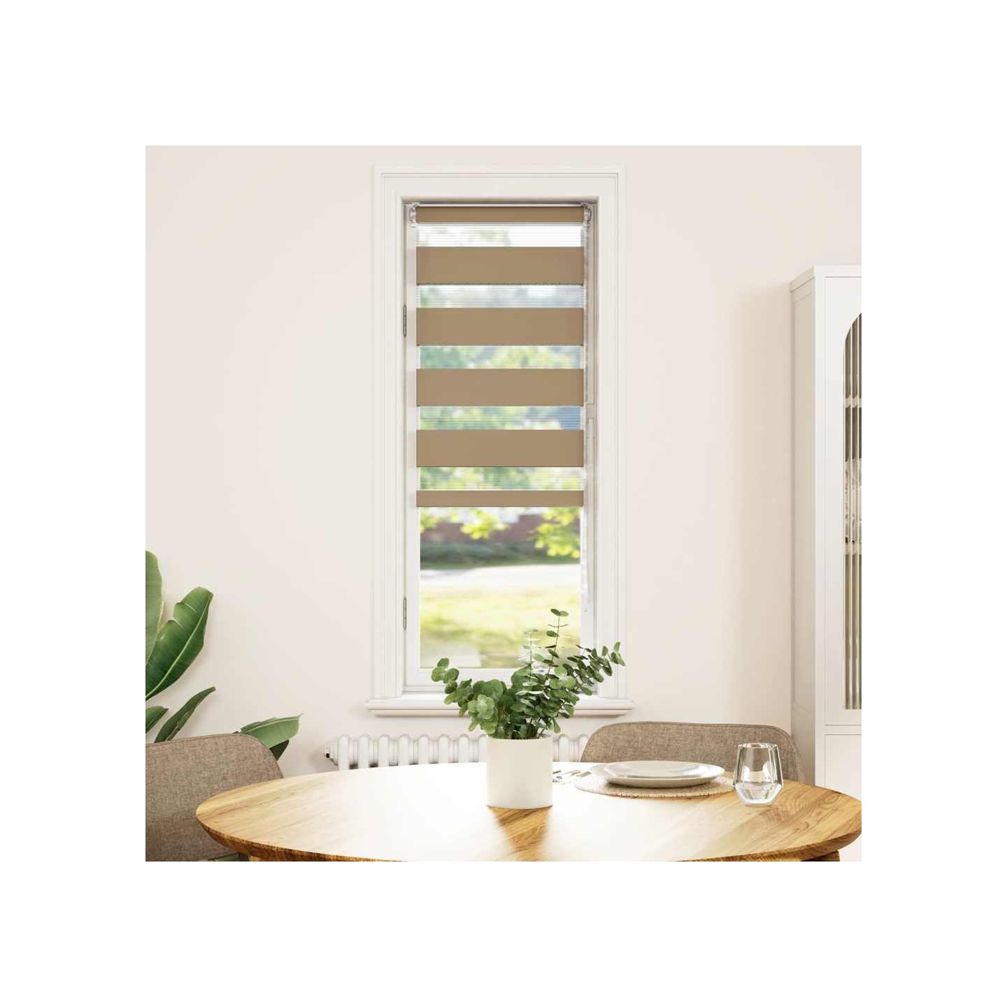 Store zèbre marron sable largeur du tissu 35,9 cm polyester