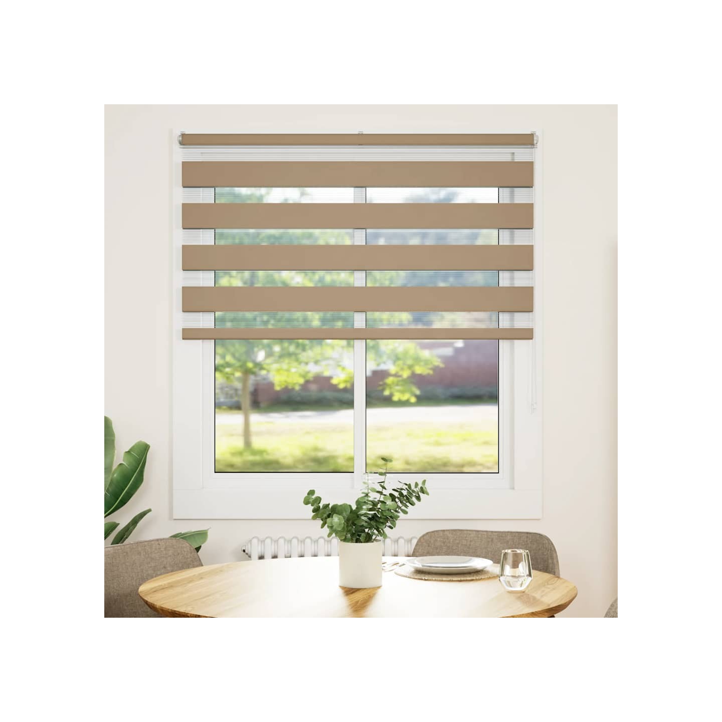 Store zèbre marron sable largeur du tissu 120,9 cm polyester