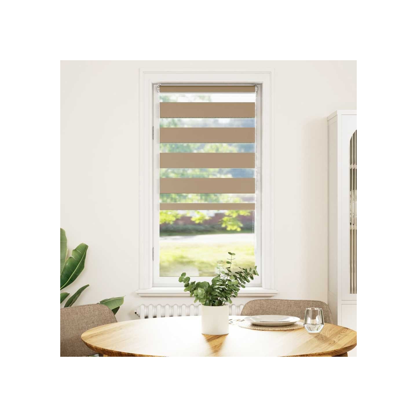 Store zèbre marron sable largeur du tissu 60,9 cm polyester
