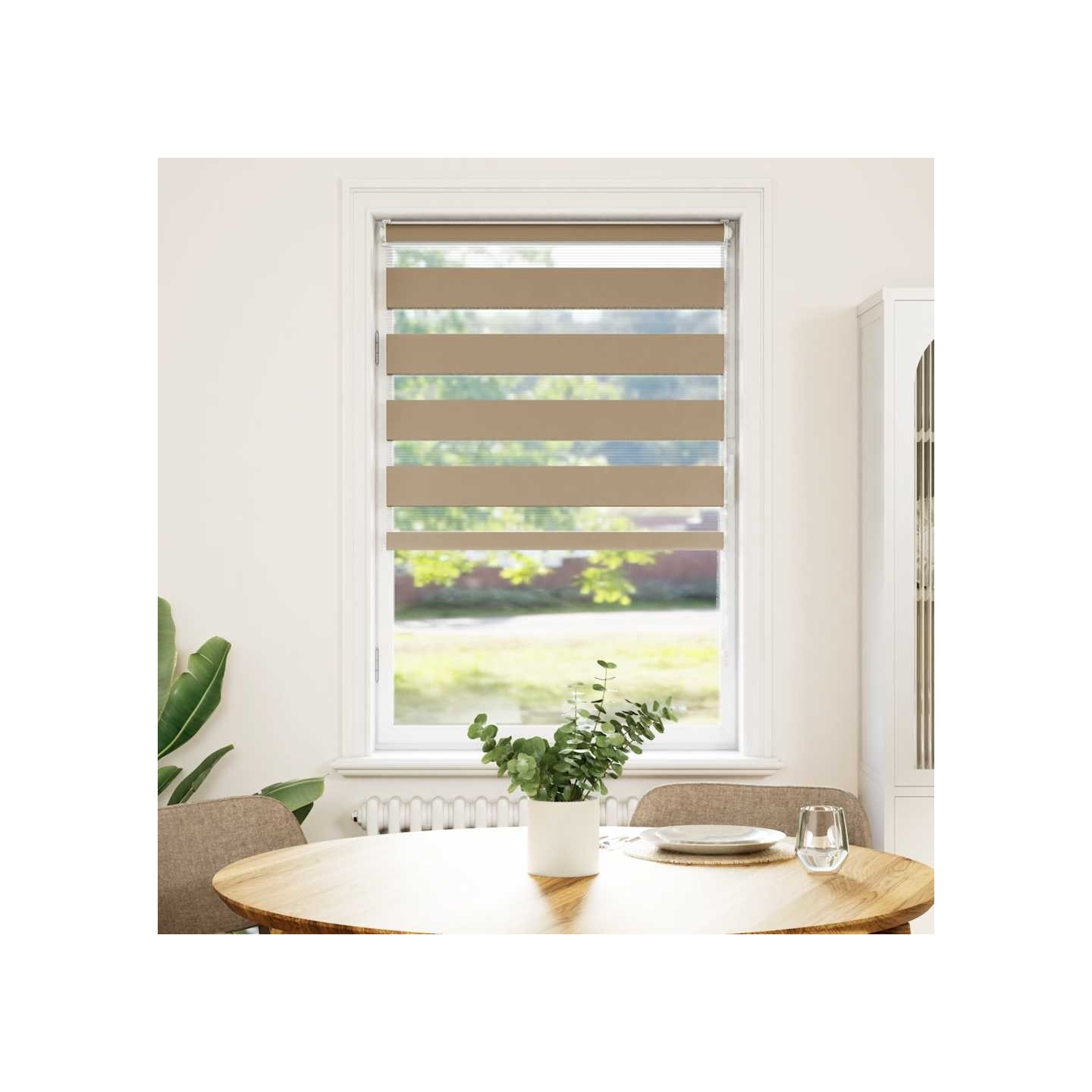 Store zèbre marron sable largeur du tissu 85,9 cm polyester