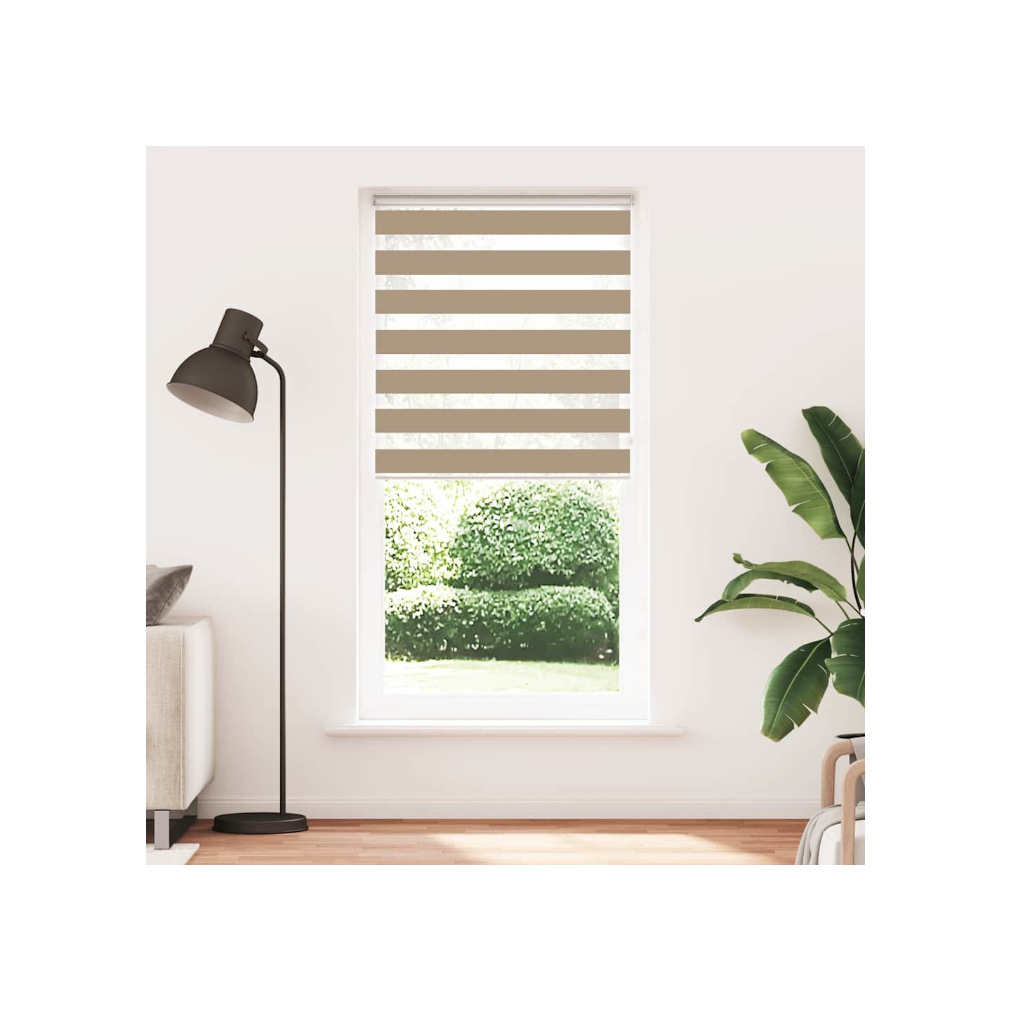 Store zèbre marron sable largeur du tissu 100,9 cm polyester