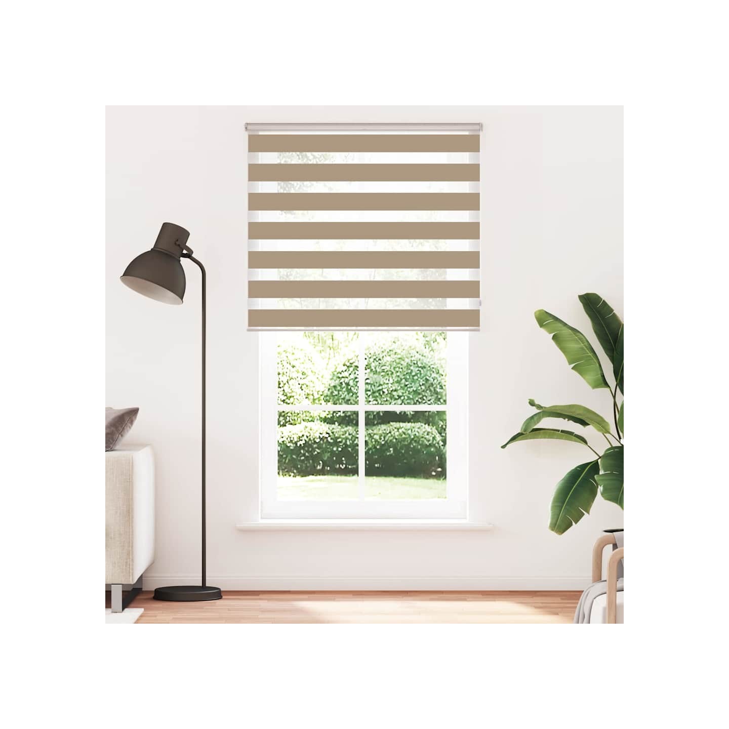 Store zèbre marron sable largeur du tissu 115,9 cm polyester