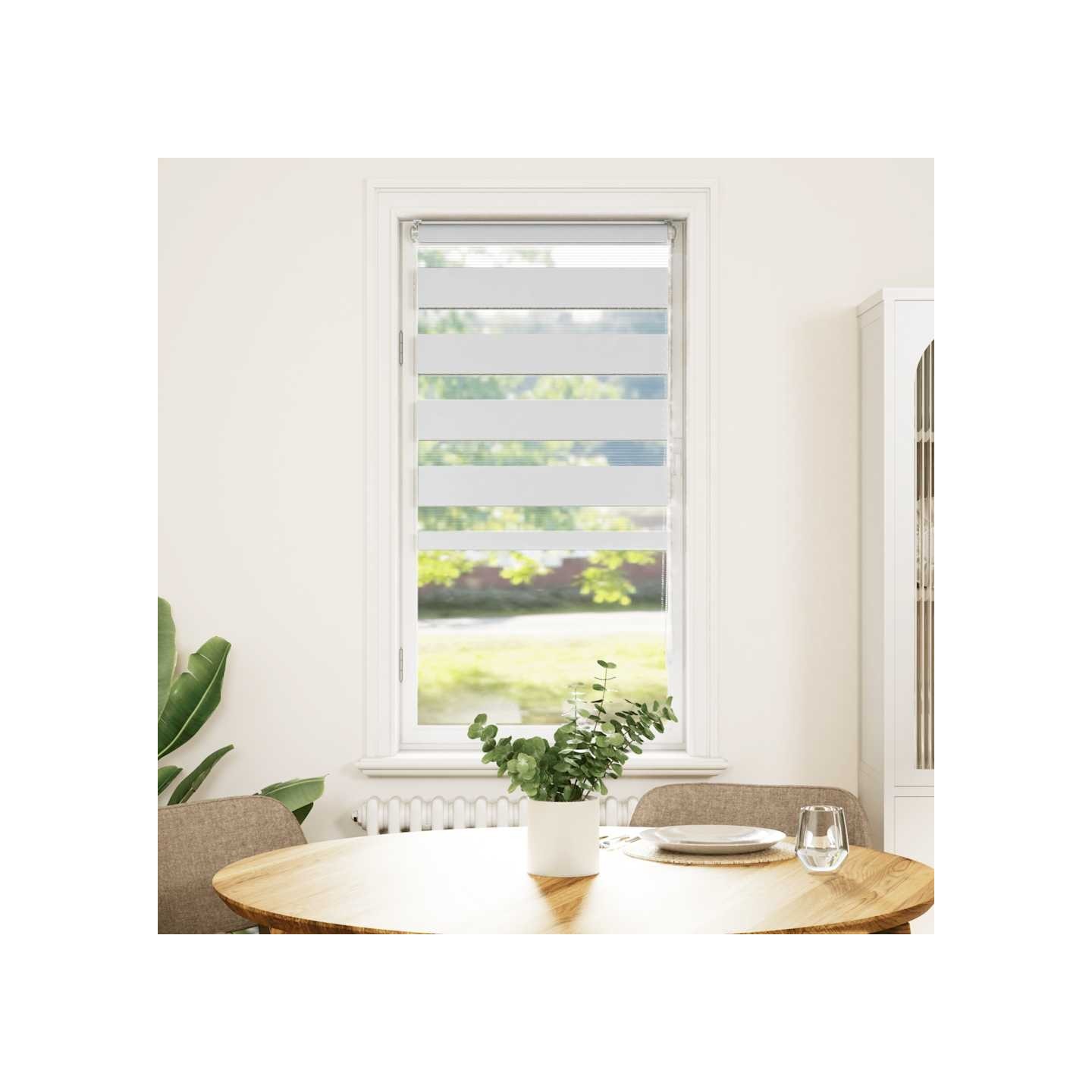 Store zèbre blanc 60x150 cm largeur du tissu 55,9 cm polyester