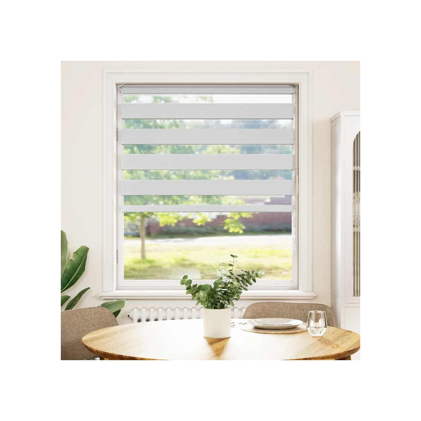 Store zèbre blanc 110x150 cm largeur du tissu 105,9cm polyester