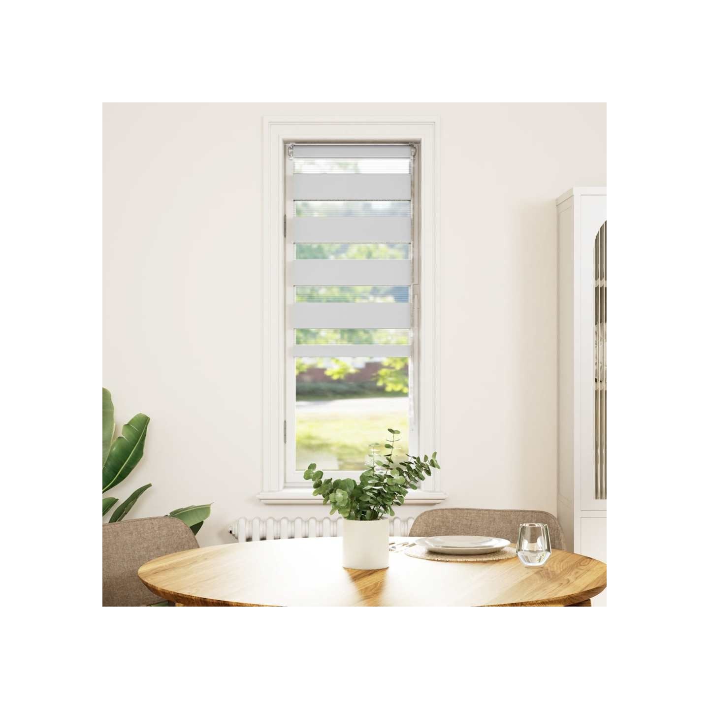 Store zèbre blanc 40x150 cm largeur du tissu 35,9 cm polyester