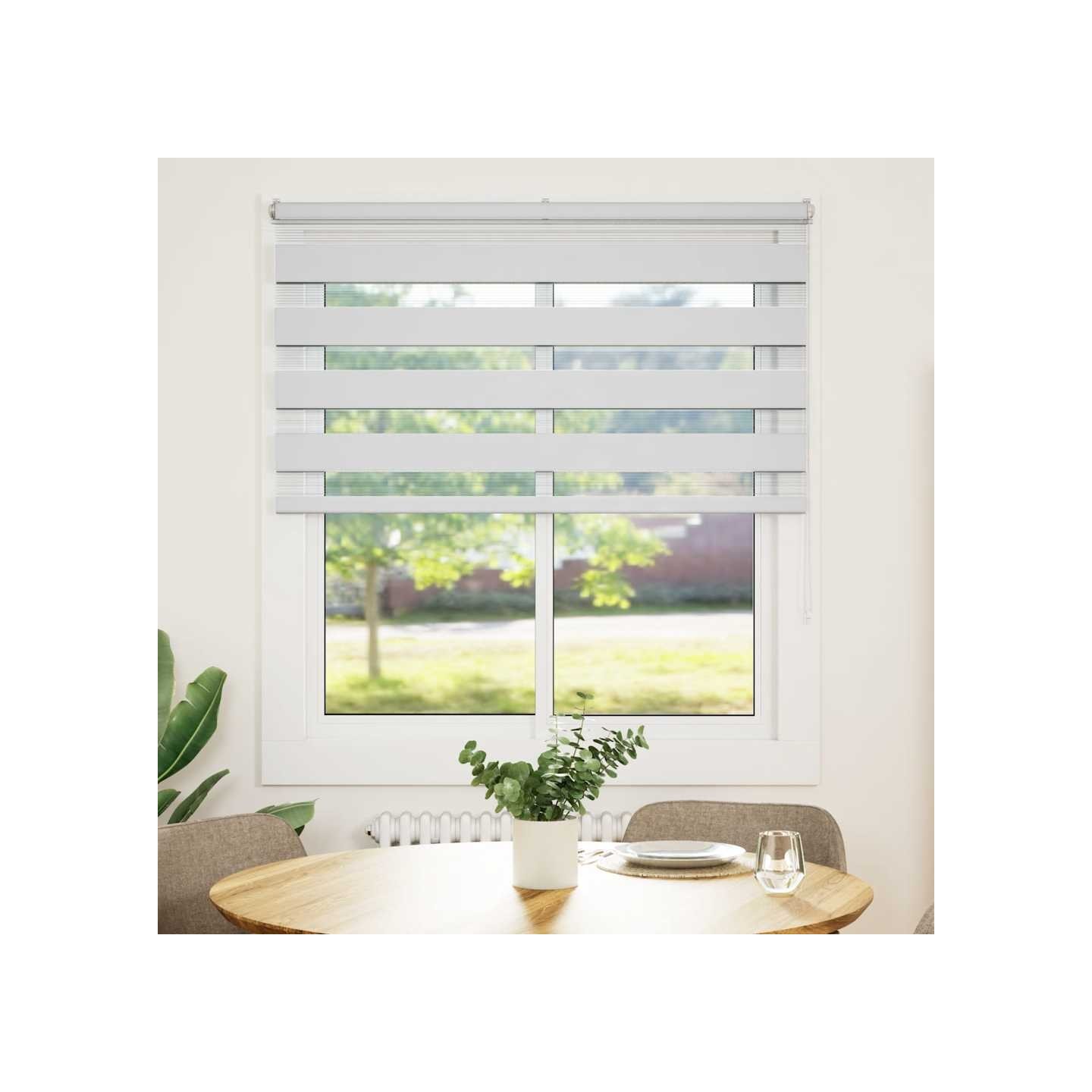 Store zèbre blanc 120x150 cm largeur du tissu 115,9cm polyester