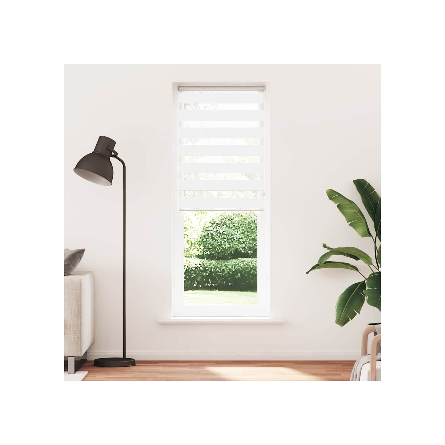 Store zèbre blanc 90x200 cm largeur du tissu 85,9 cm polyester