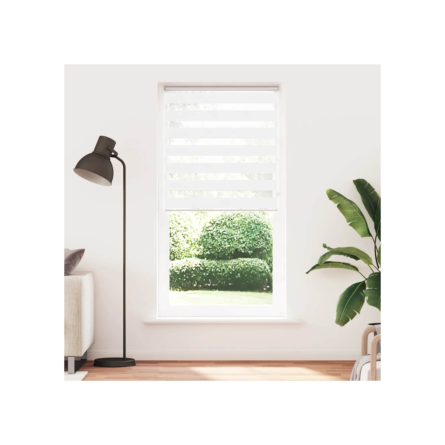 Store zèbre blanc 95x200 cm largeur du tissu 90,9 cm polyester