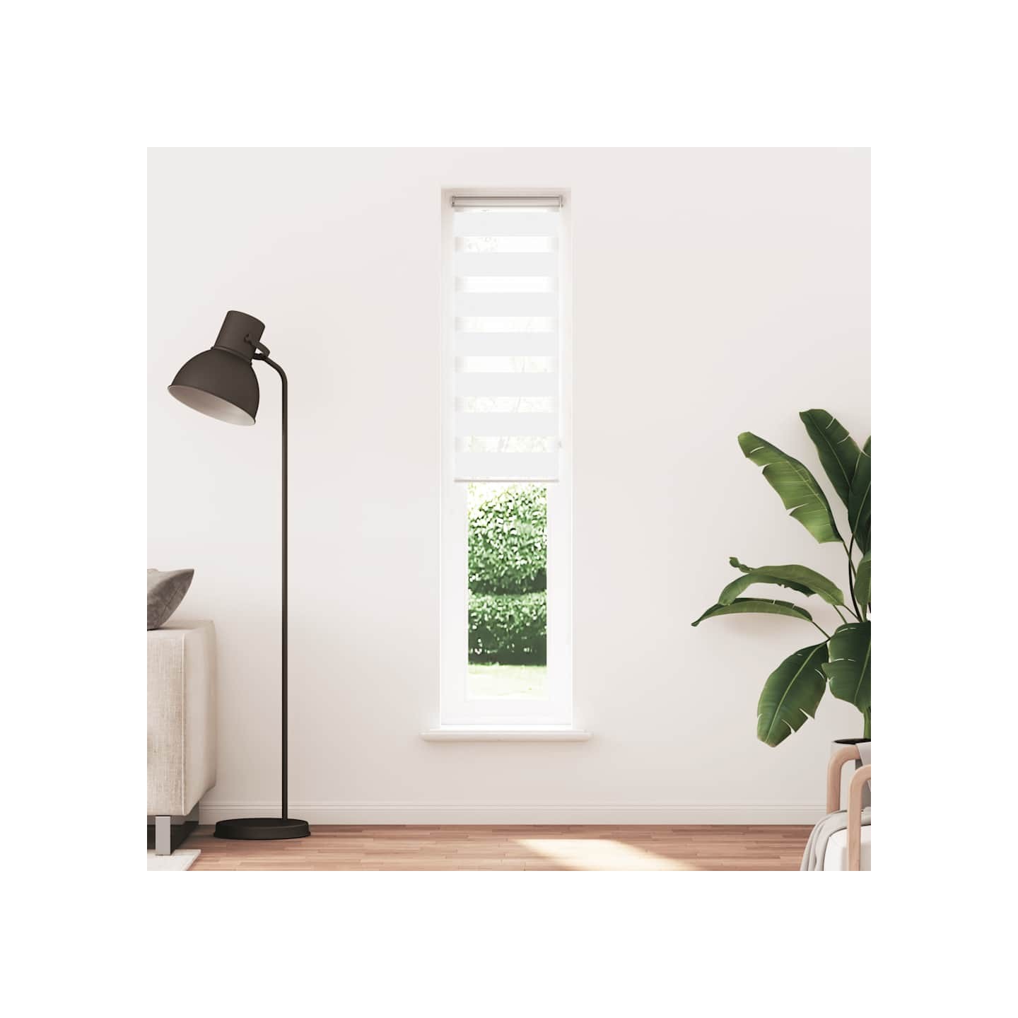 Store zèbre blanc 45x230 cm largeur du tissu 40,9 cm polyester