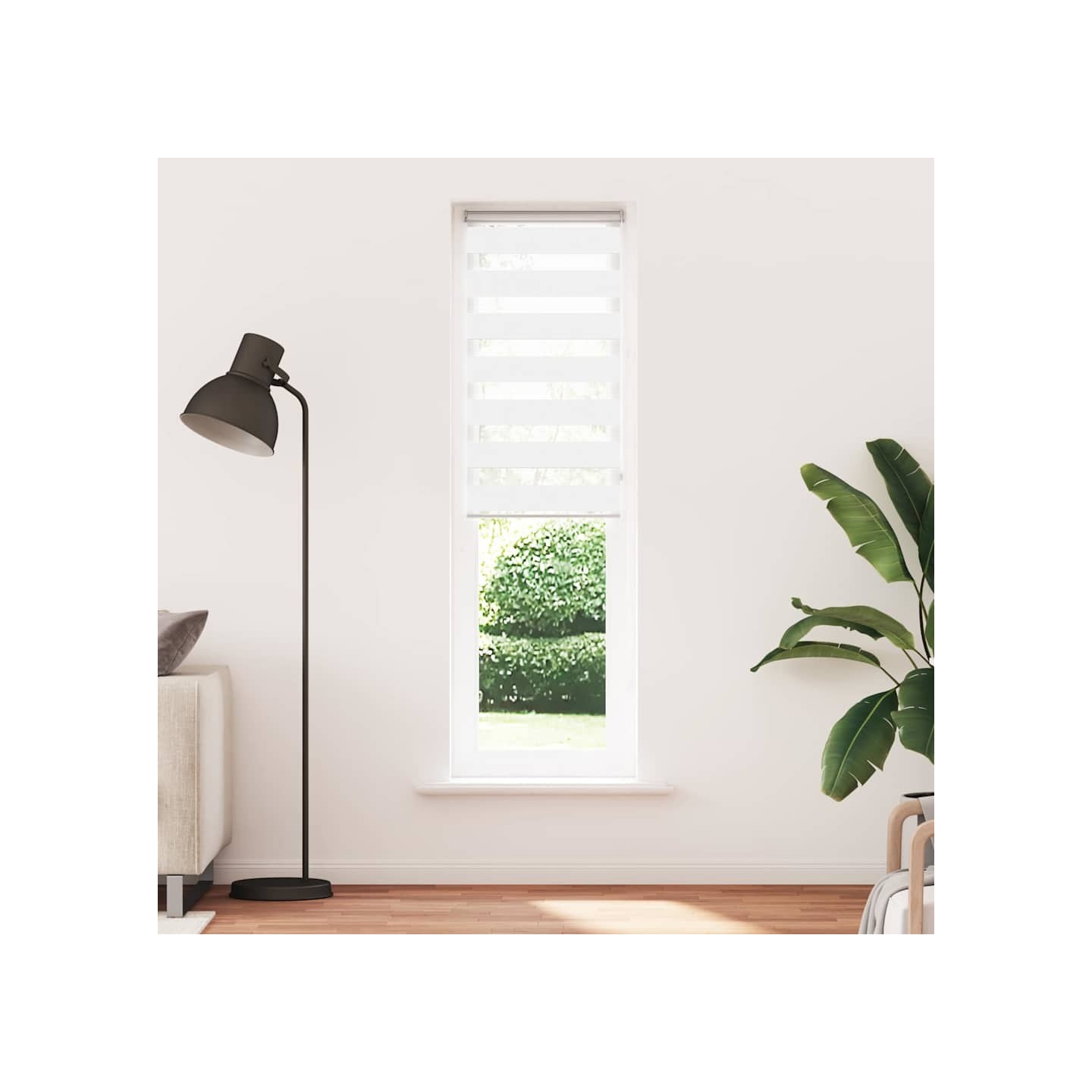 Store zèbre blanc 65x230 cm largeur du tissu 60,9 cm polyester
