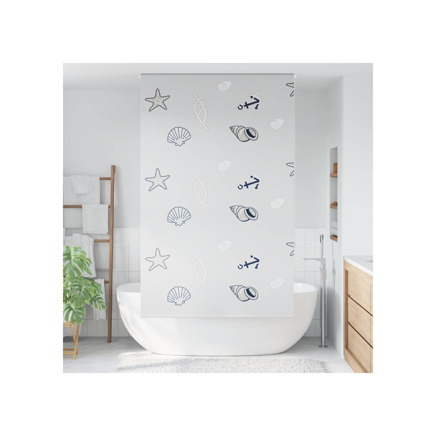 Store enrouleur de douche 120x240 cm largeur du tissu 116 cm