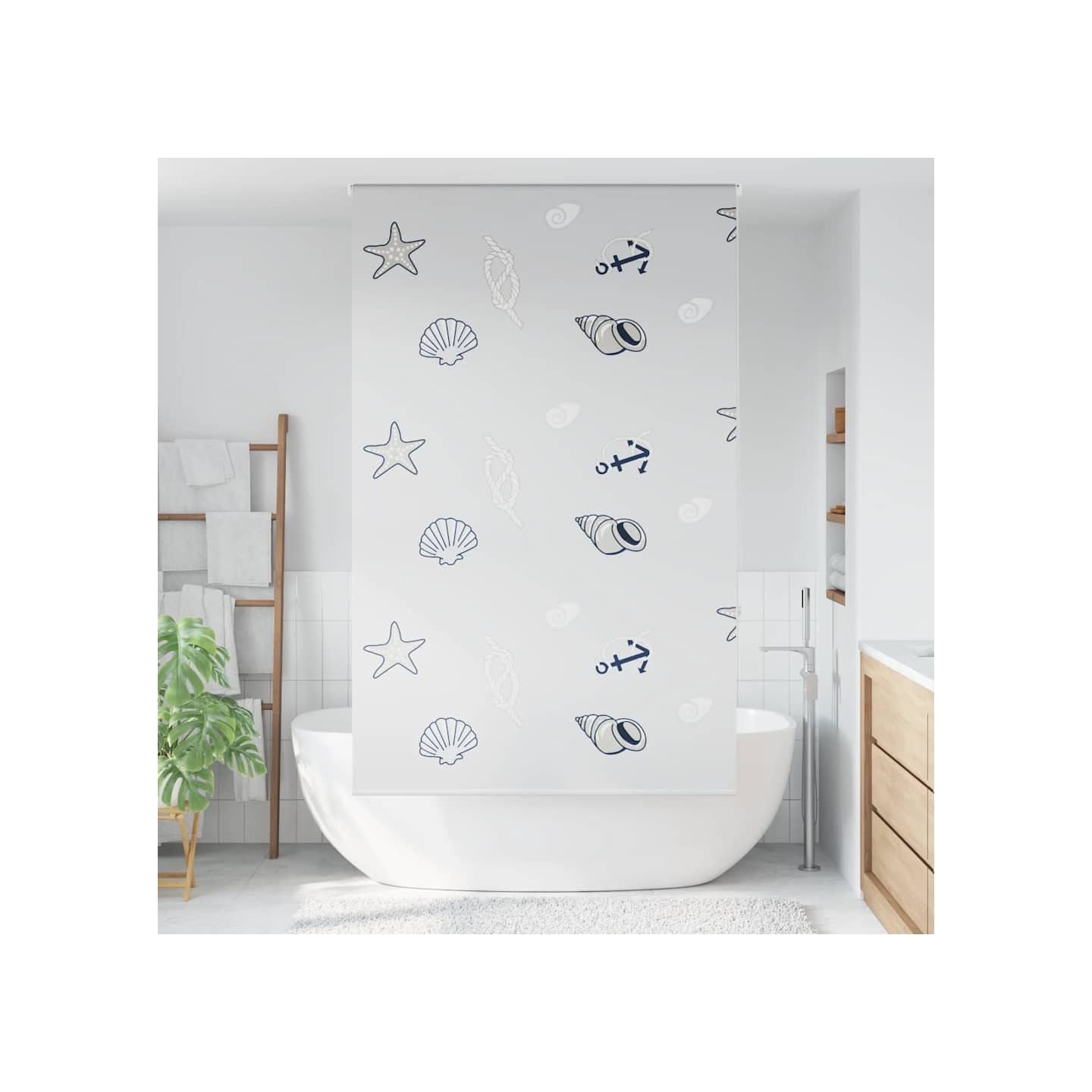 Store enrouleur de douche 130x240 cm largeur du tissu 126 cm