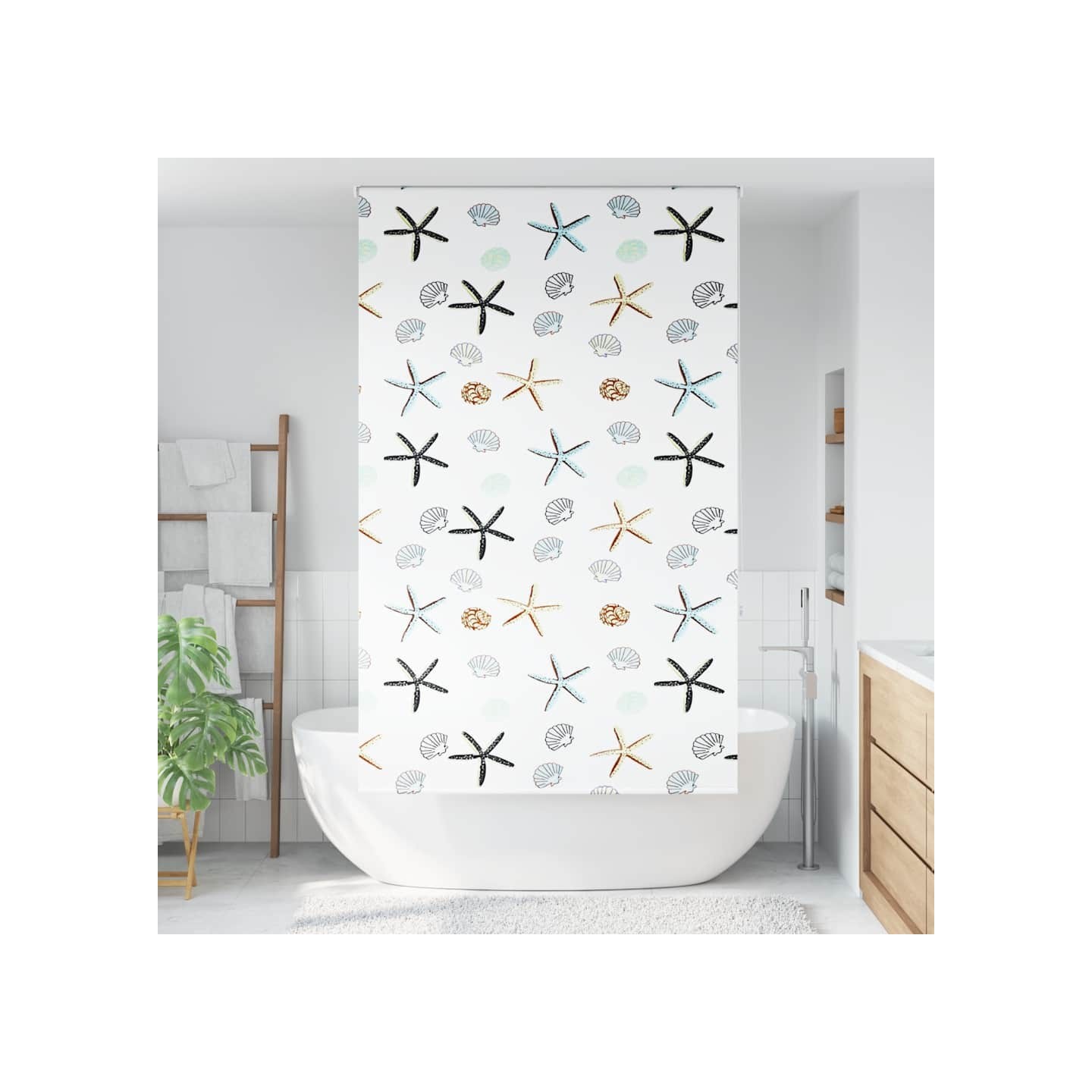 Store enrouleur de douche 130x240 cm largeur du tissu 126 cm