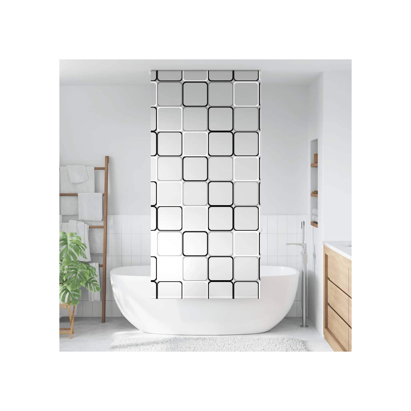 Store enrouleur de douche 90x240 cm largeur du tissu 86 cm
