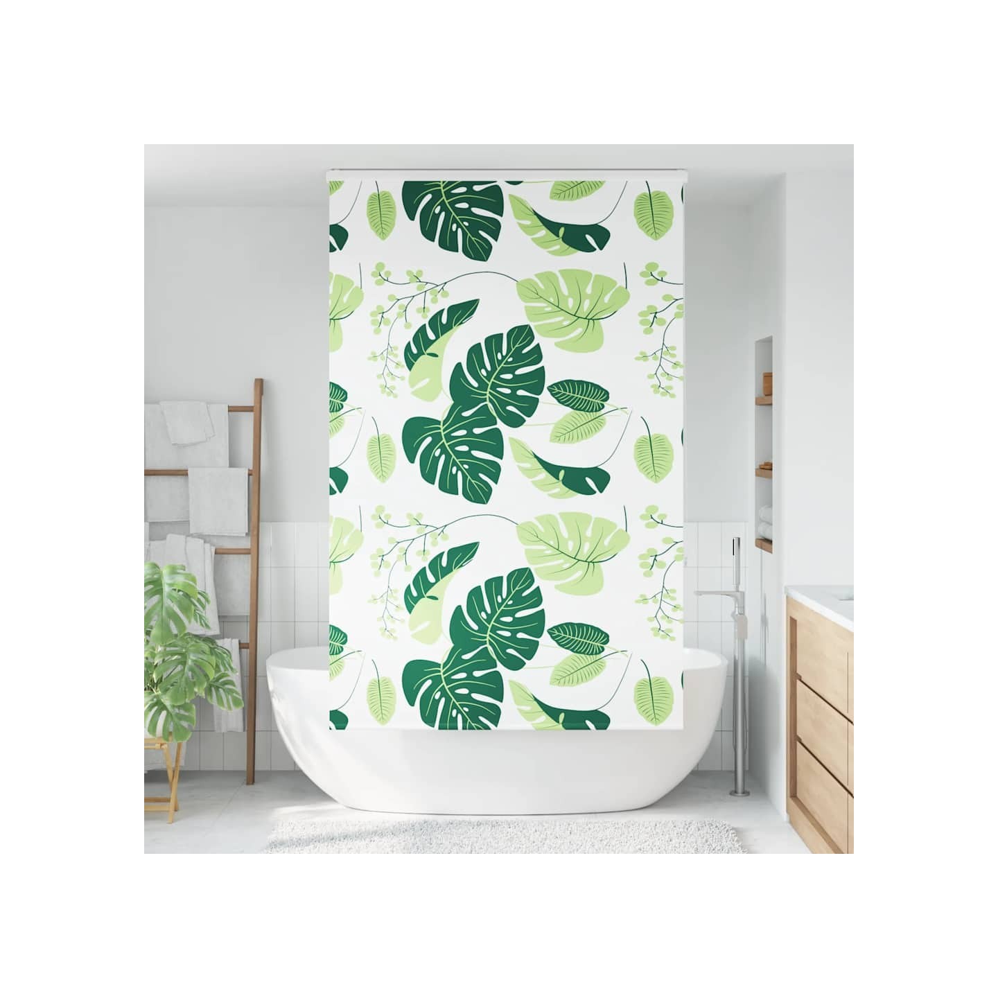 Store enrouleur de douche avec cassette largeur du tissu 116 cm