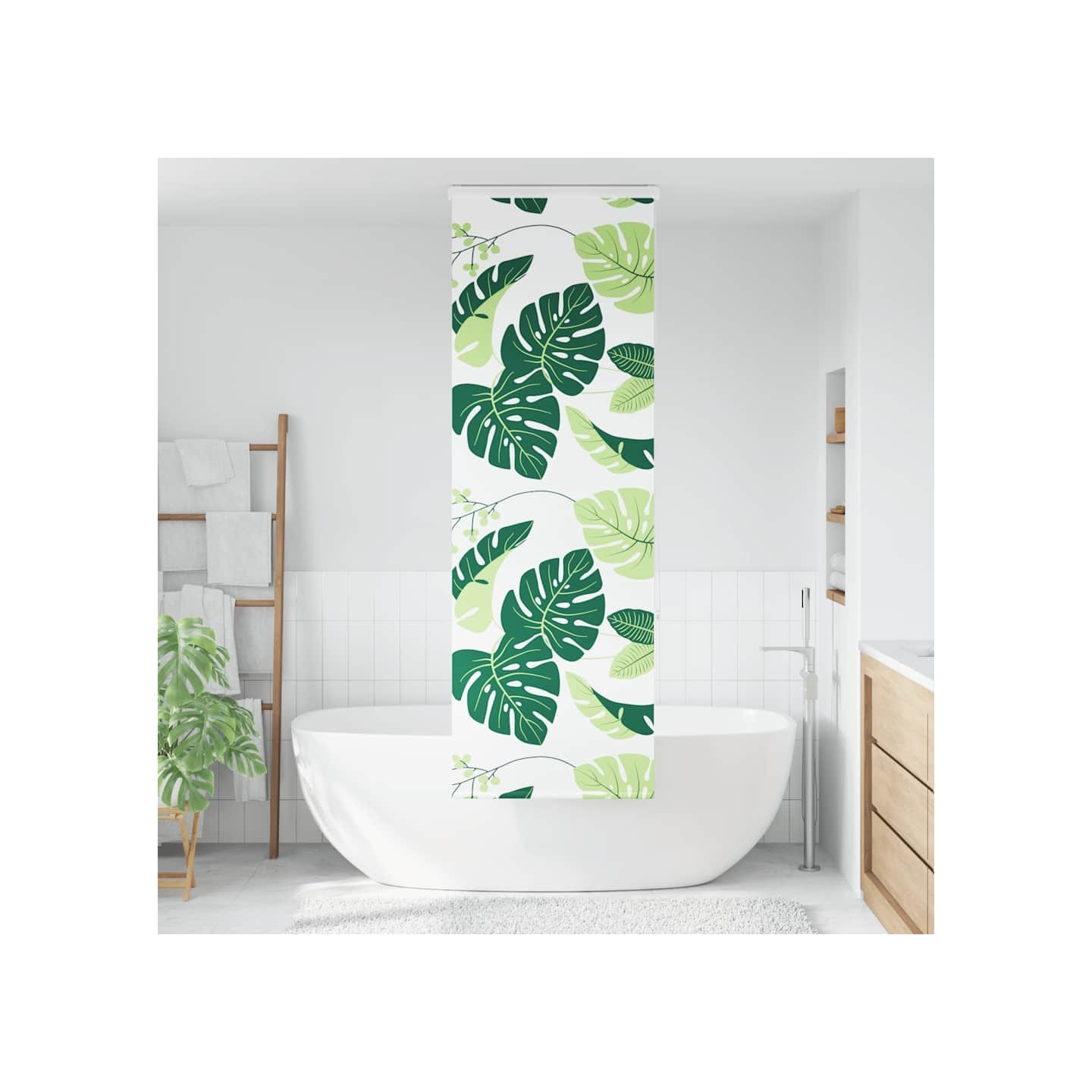 Store enrouleur de douche avec cassette largeur du tissu 76 cm