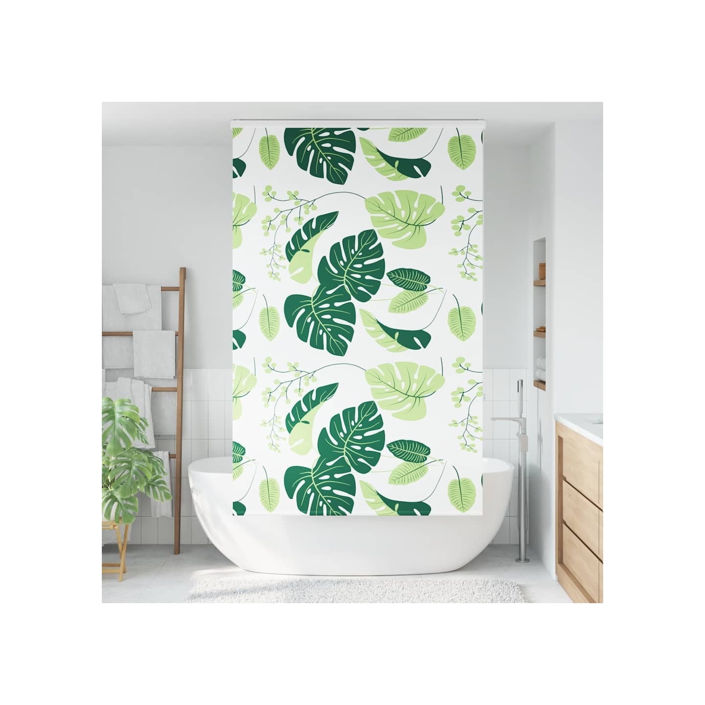Store enrouleur de douche avec cassette largeur du tissu 126 cm