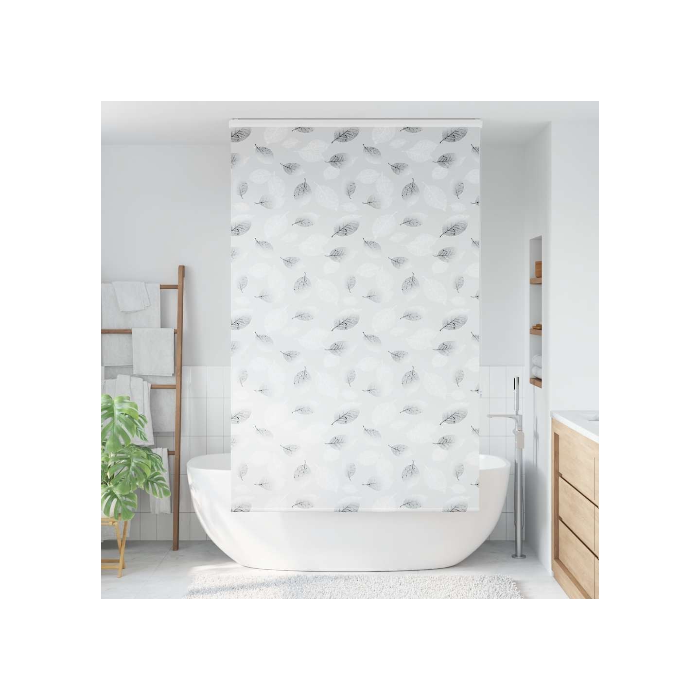 Store enrouleur de douche avec cassette largeur du tissu 126 cm